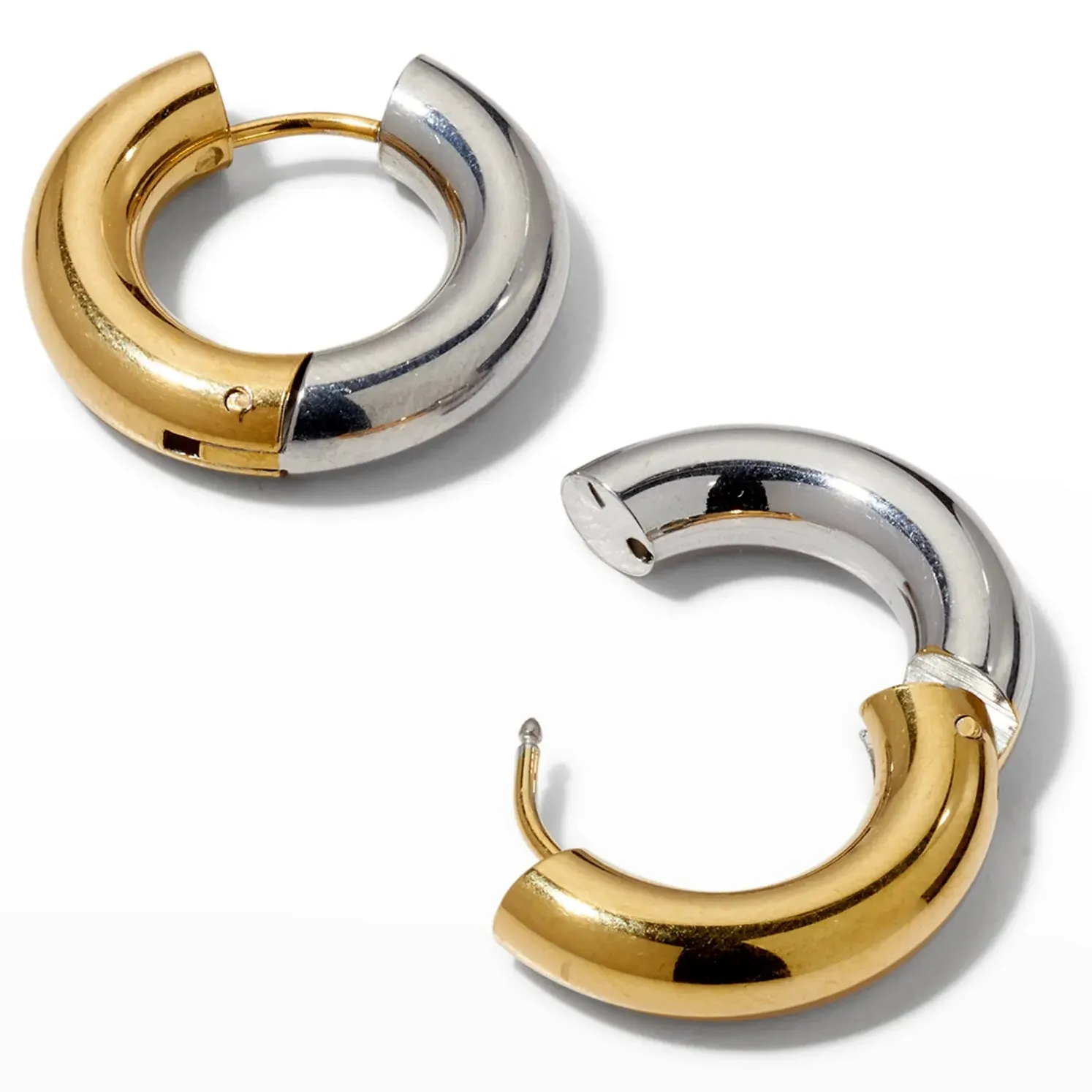 TWO-TONE HOOP EARRINGS - COMBO