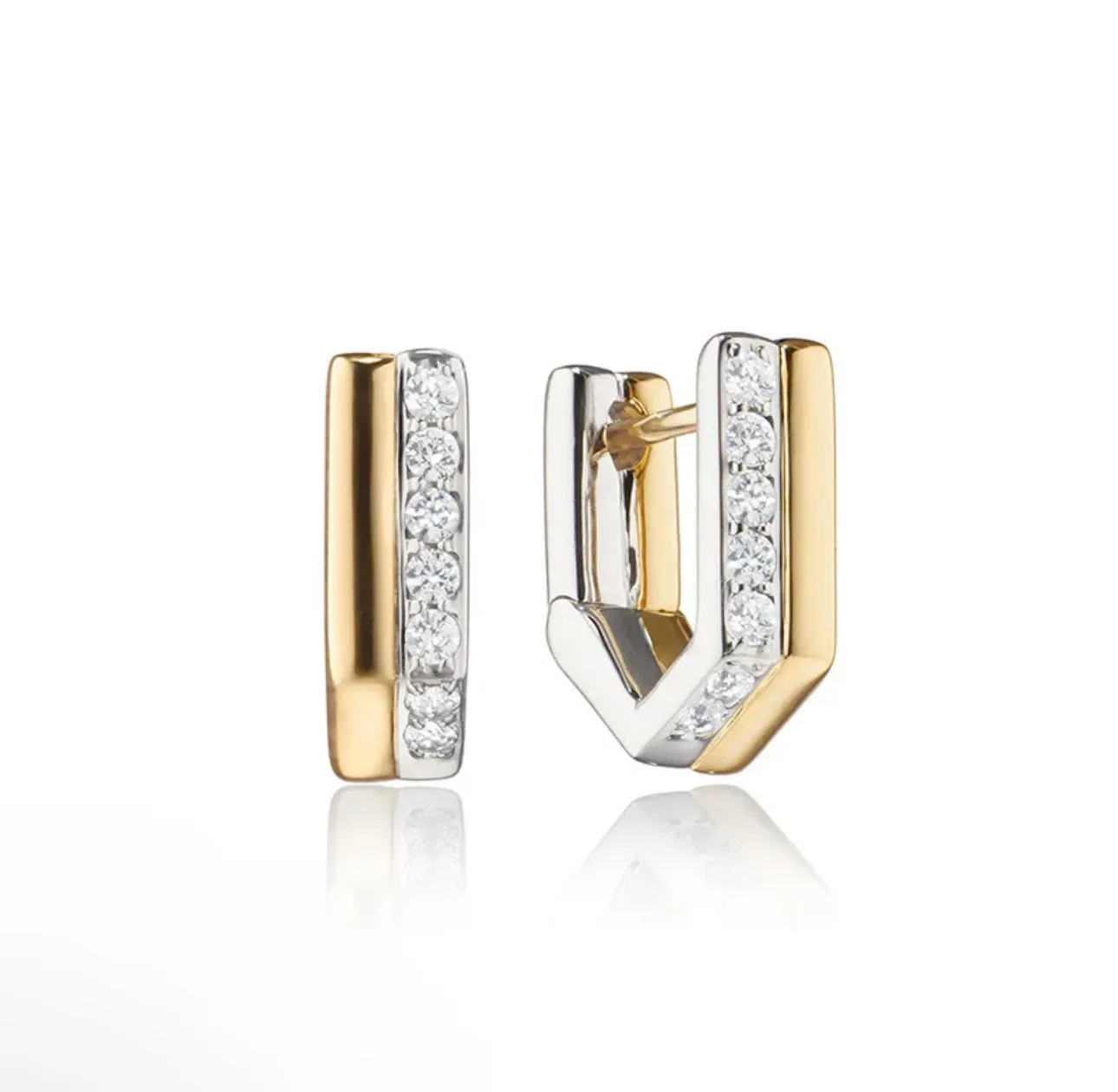 Two Tone Huggie Earrings