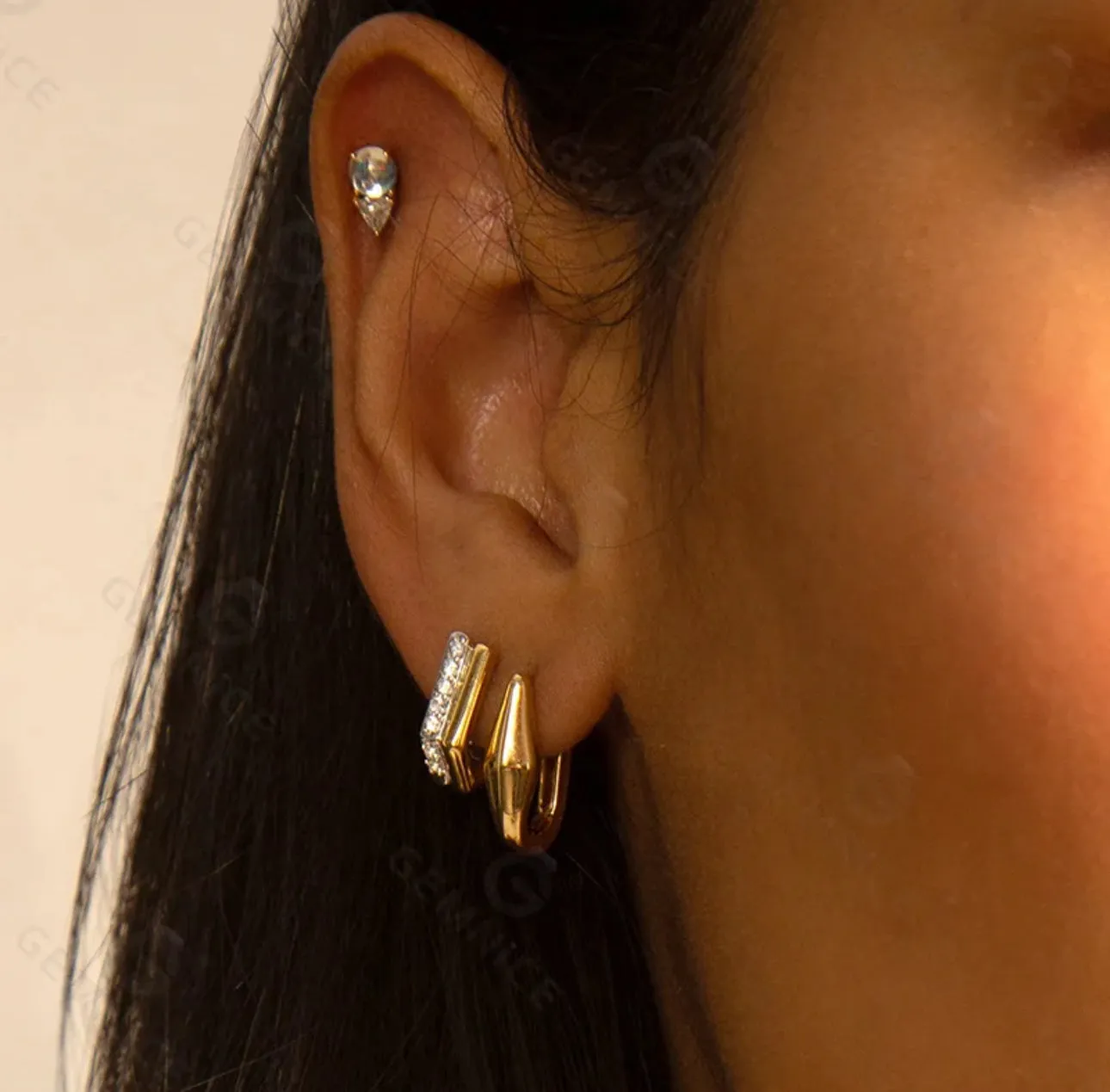 Two Tone Huggie Earrings