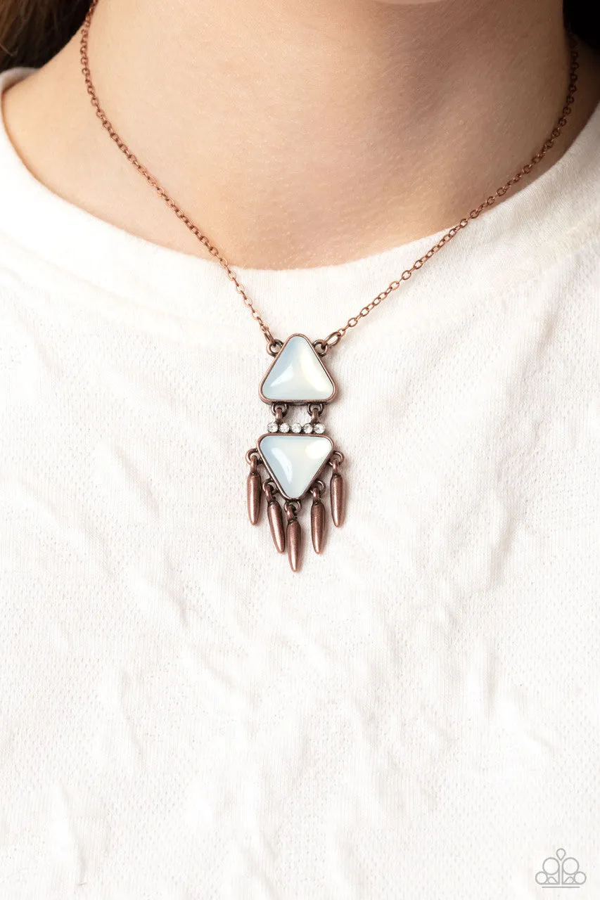 Under the FRINGE - Copper - White Opalescent Triangle Bead Paparazzi Short Necklace