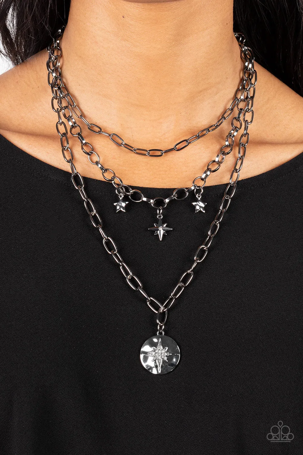 Under the Northern Lights - Black (Gunmetal) Necklace
