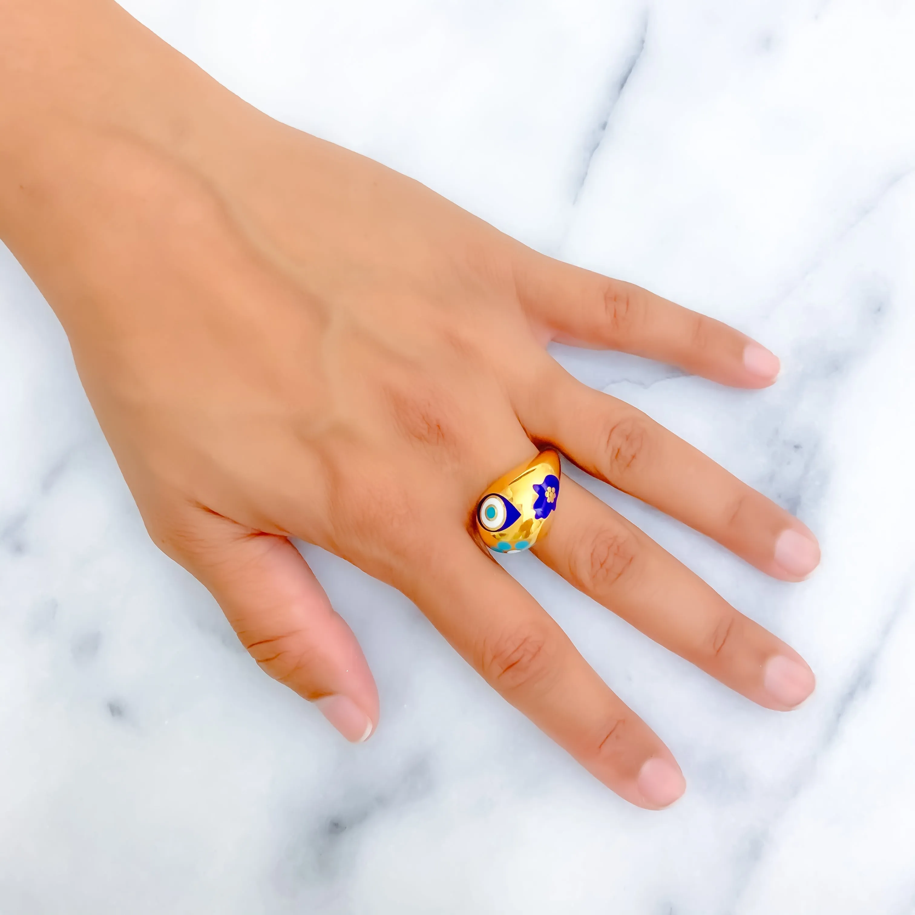 Unique Artistic Evil Eye 21k Gold Ring