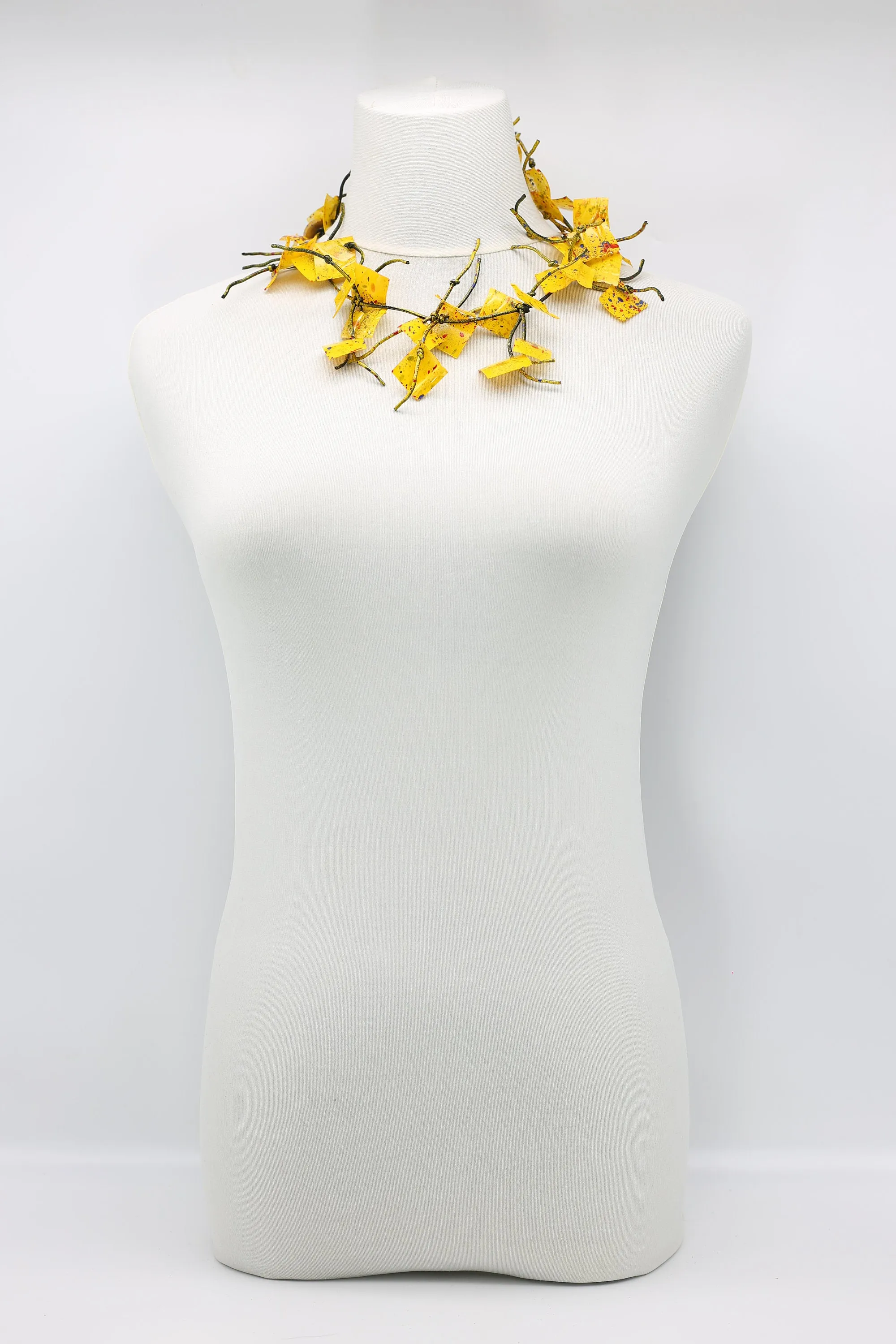 Upcycled plastic bottles - Aqua Willow Tree & Water lily Necklace - Duo- Hand-painted - Long