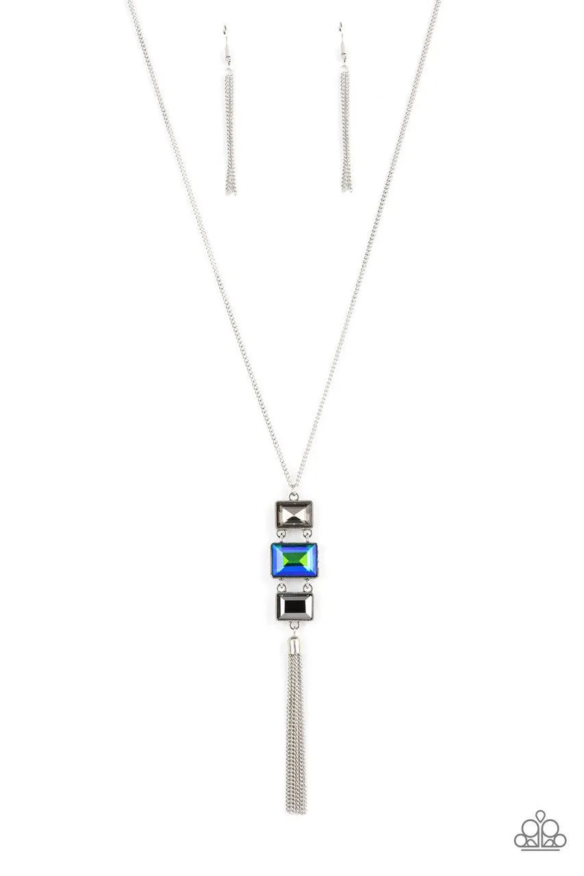 Uptown Totem - Multi - Blue and Hematite Gem Paparazzi Tassel Necklace