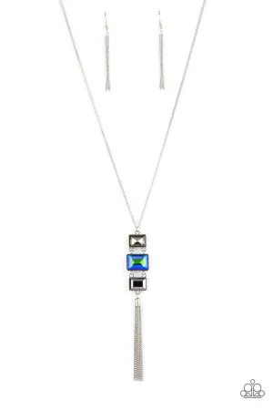 Uptown Totem - Multi - Blue and Hematite Gem Paparazzi Tassel Necklace