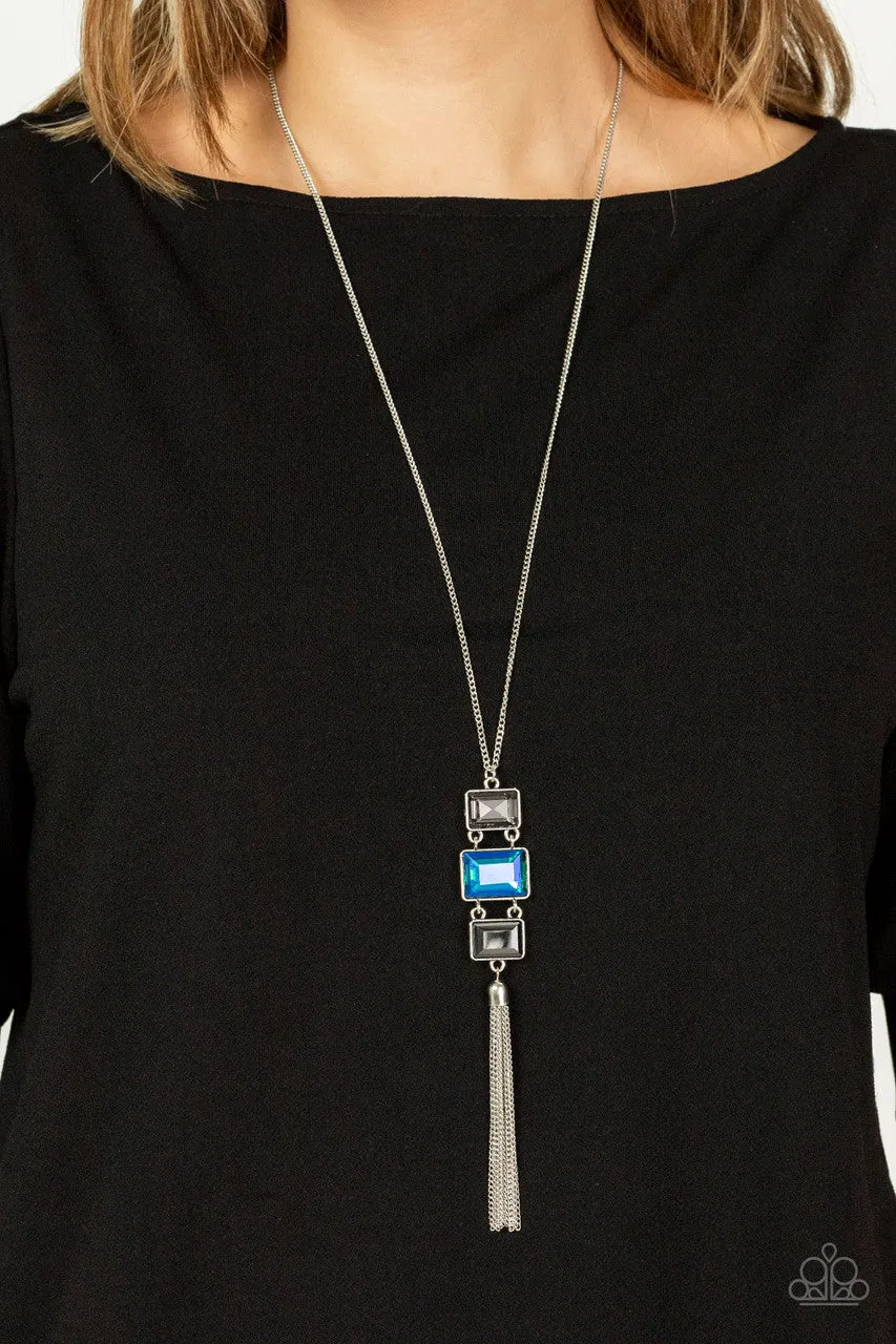 Uptown Totem - Multi - Blue and Hematite Gem Paparazzi Tassel Necklace