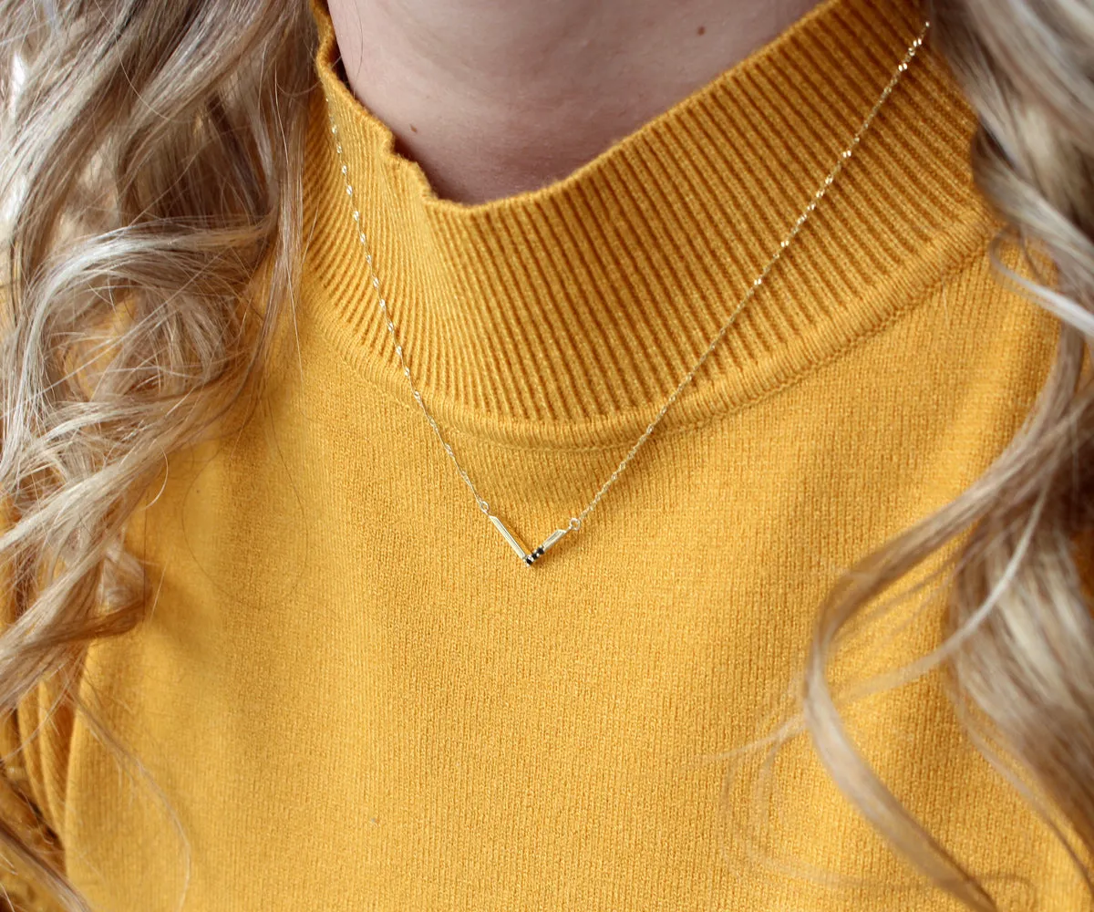 V-Shaped Black Diamond Gold Necklace