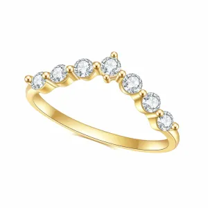 V-Shaped Crown Gold Stacking Ring