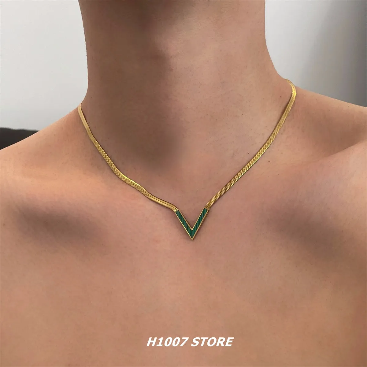 V-Shaped Titanium Steel Necklace