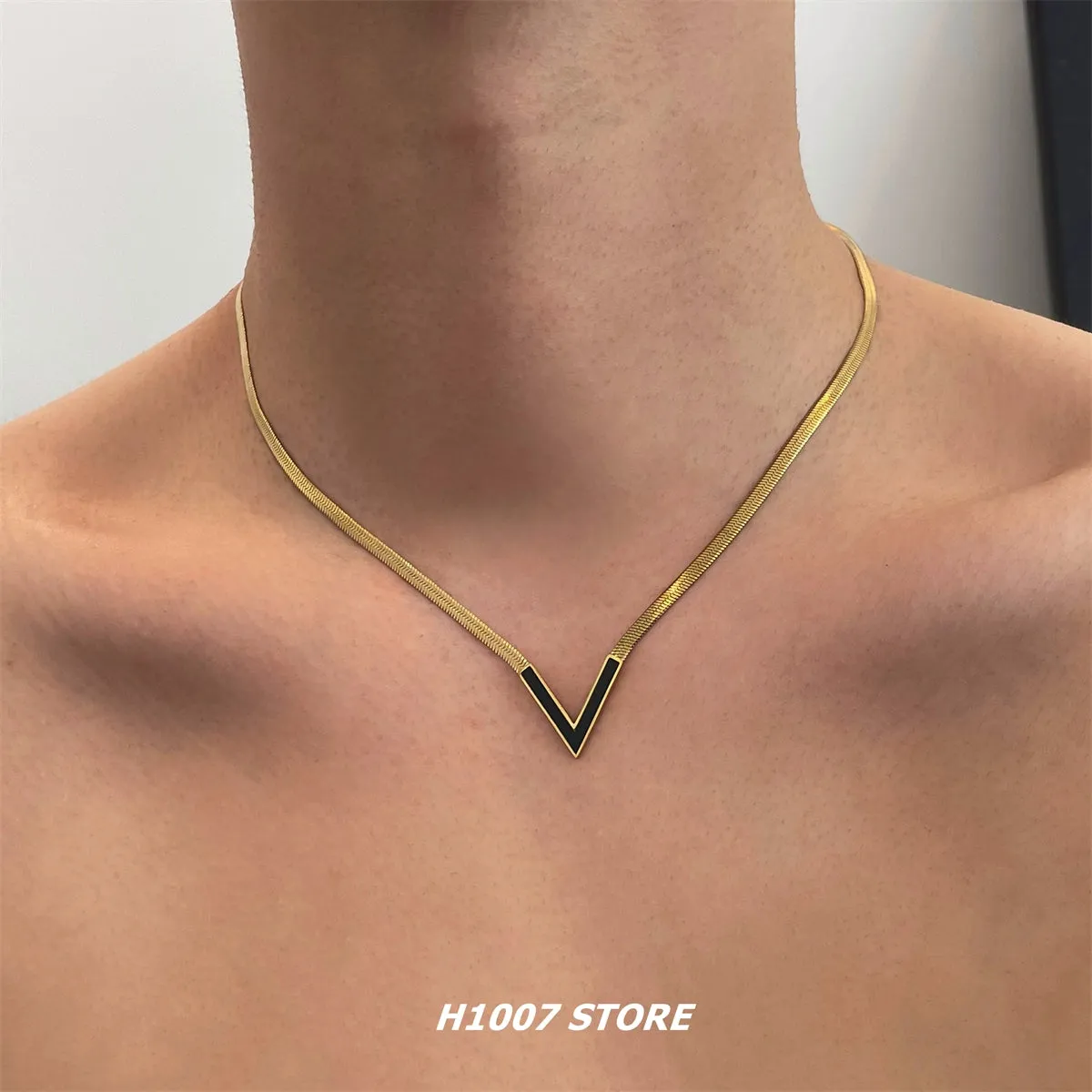 V-Shaped Titanium Steel Necklace