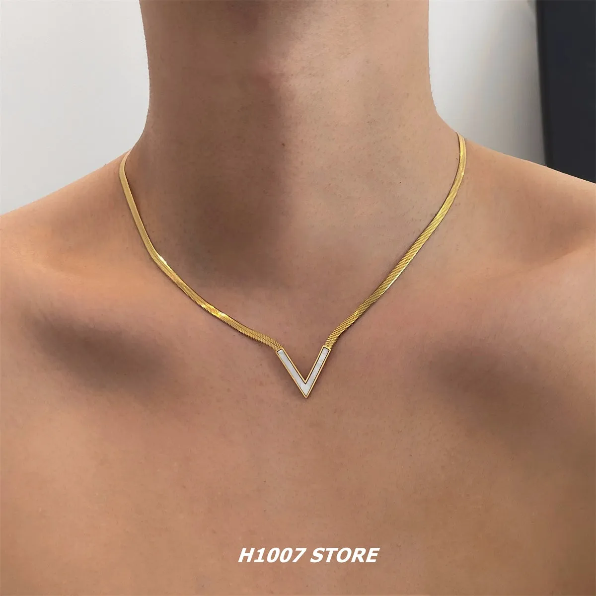 V-Shaped Titanium Steel Necklace