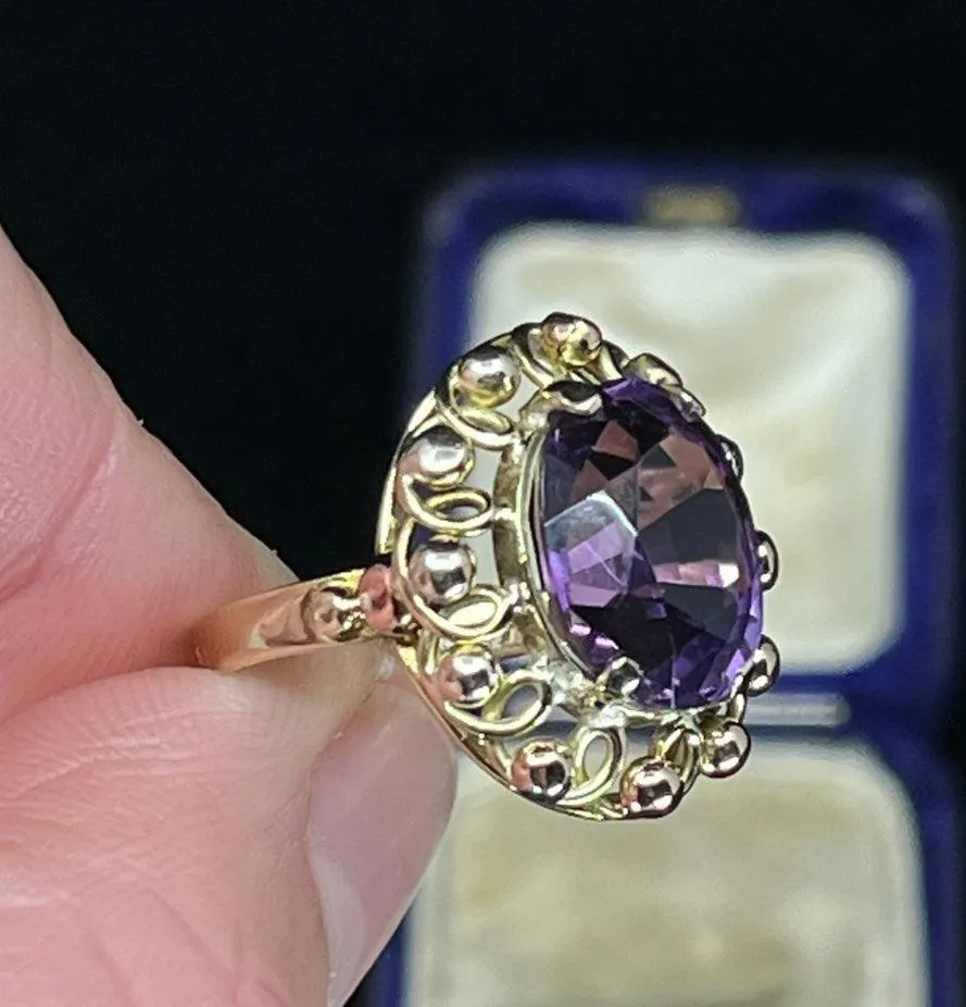 Vintage 1940s Austrian Amethyst Ring in 14ct