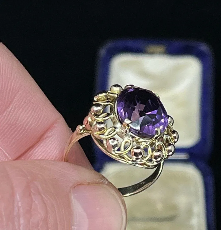 Vintage 1940s Austrian Amethyst Ring in 14ct