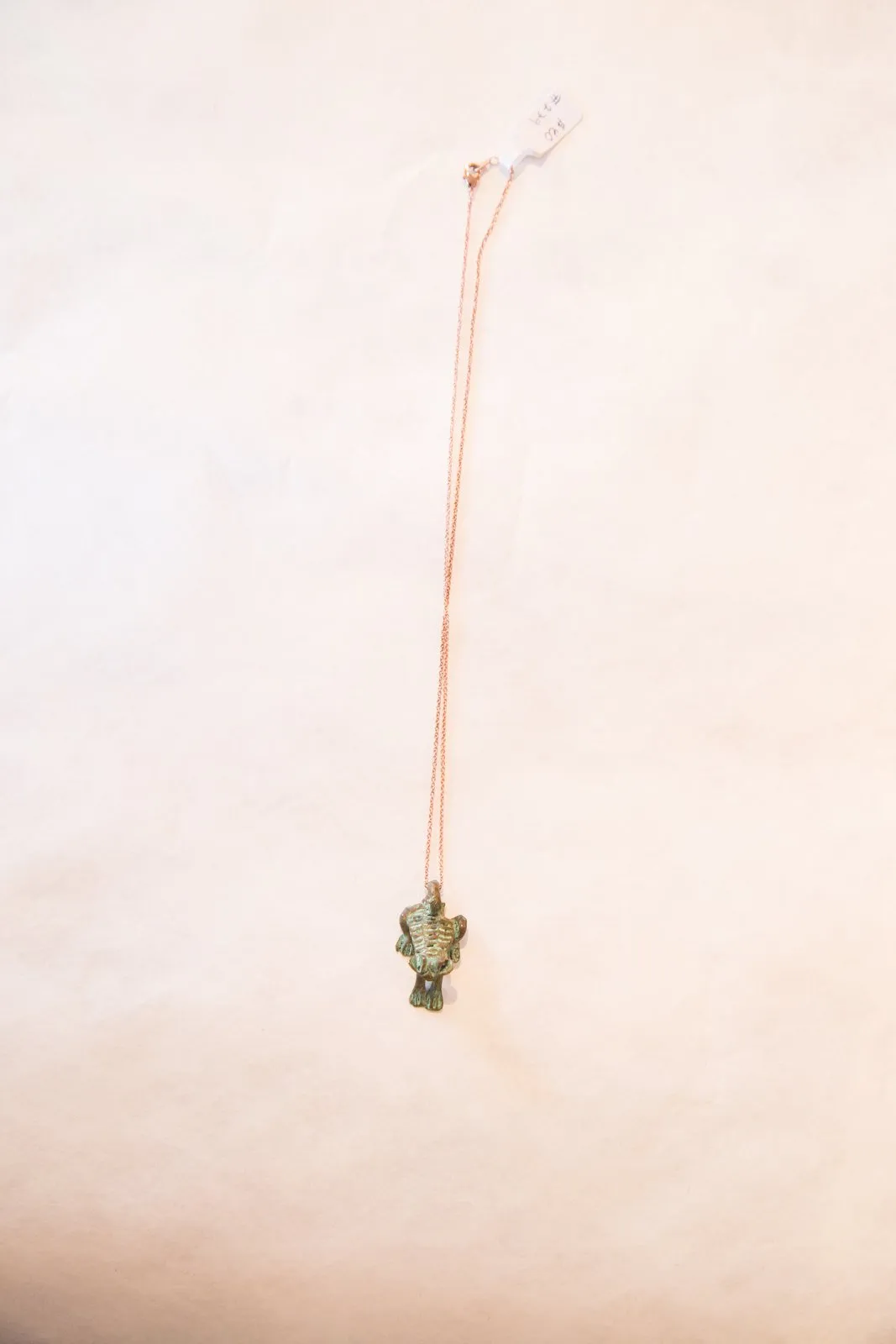 Vintage African Blue Oxidized Frog Pendant Necklace