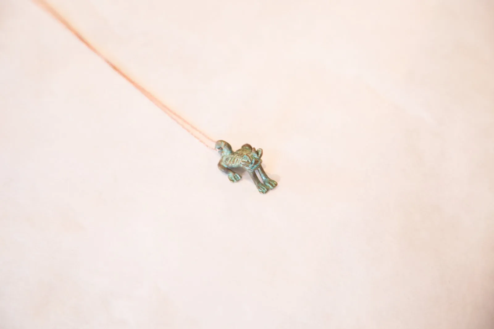 Vintage African Blue Oxidized Frog Pendant Necklace