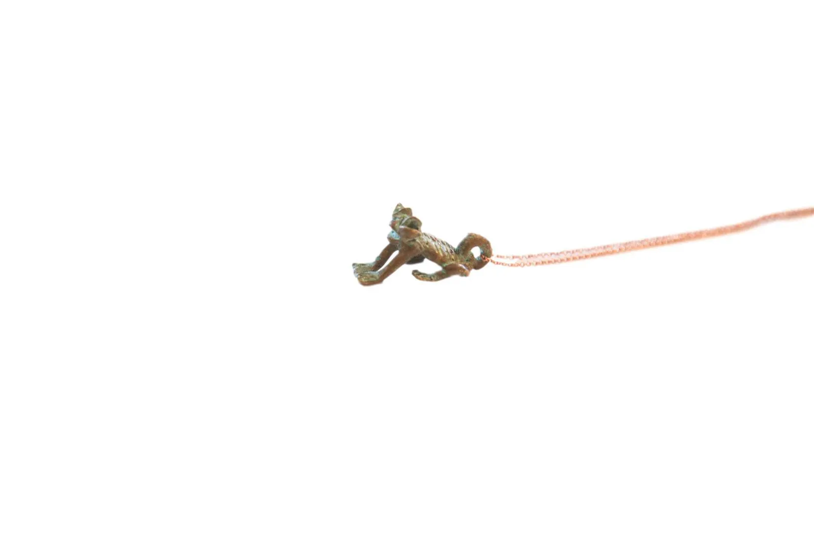 Vintage African Blue Oxidized Frog Pendant Necklace