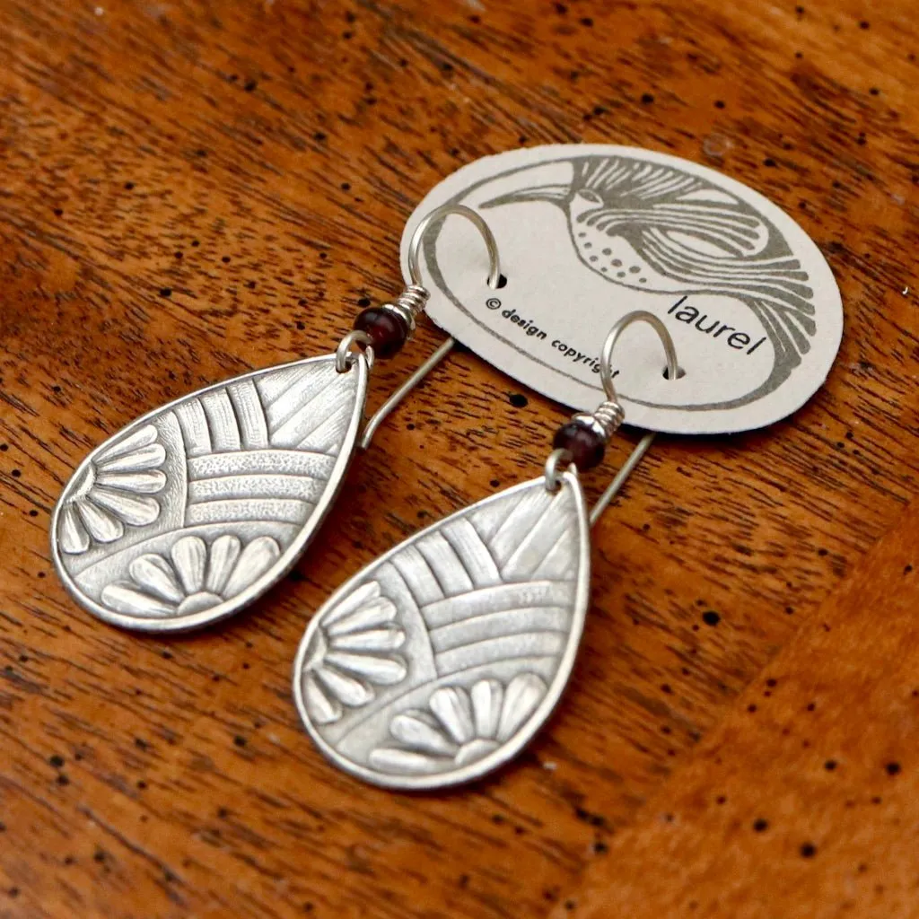 Vintage Laurel Burch Art Deco Silver-Plate Earrings