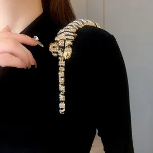 Vintage Rhinestones Crouching Tiger Figure Brooches