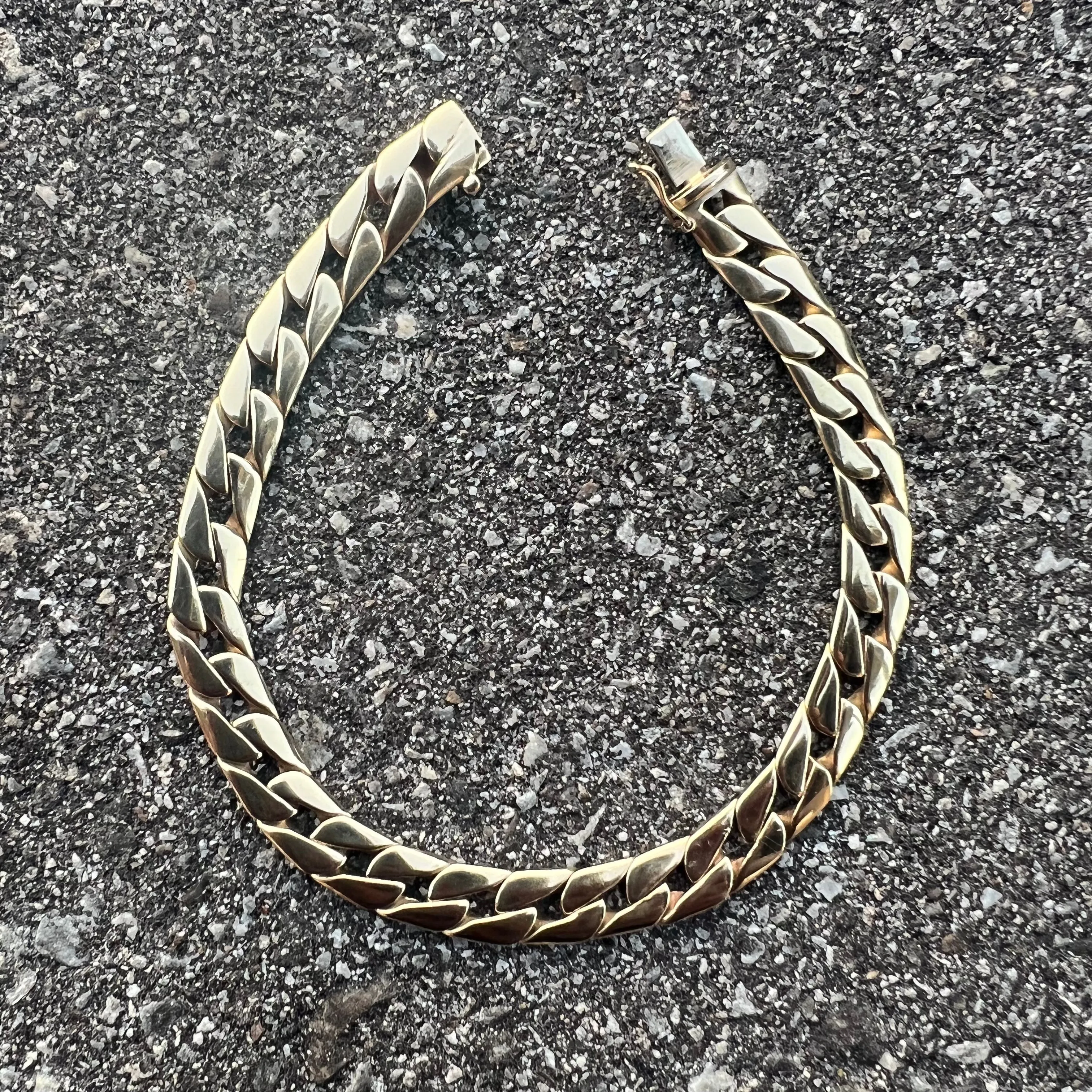 Vintage Solid 14k Sleek Cuban Link Bracelet