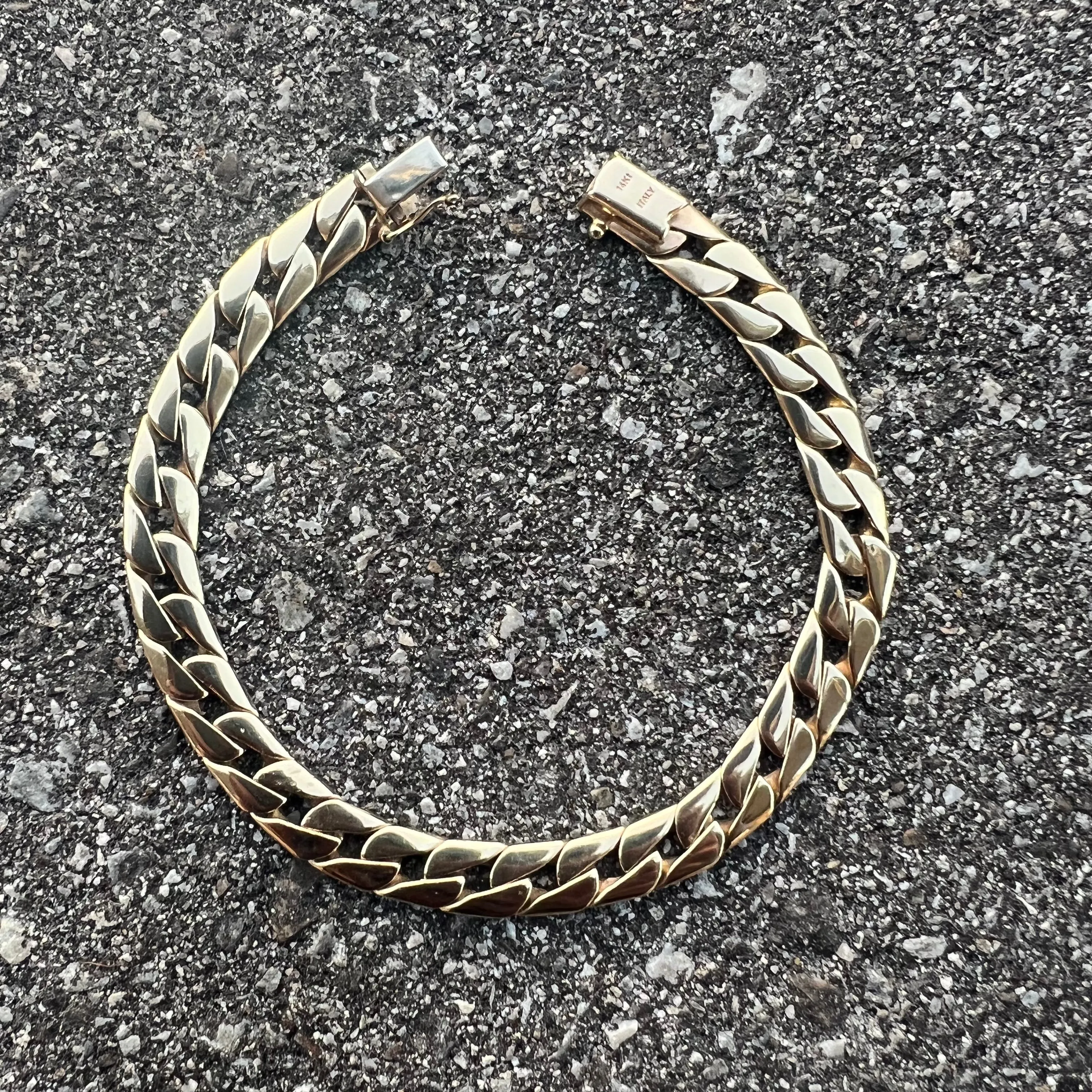 Vintage Solid 14k Sleek Cuban Link Bracelet