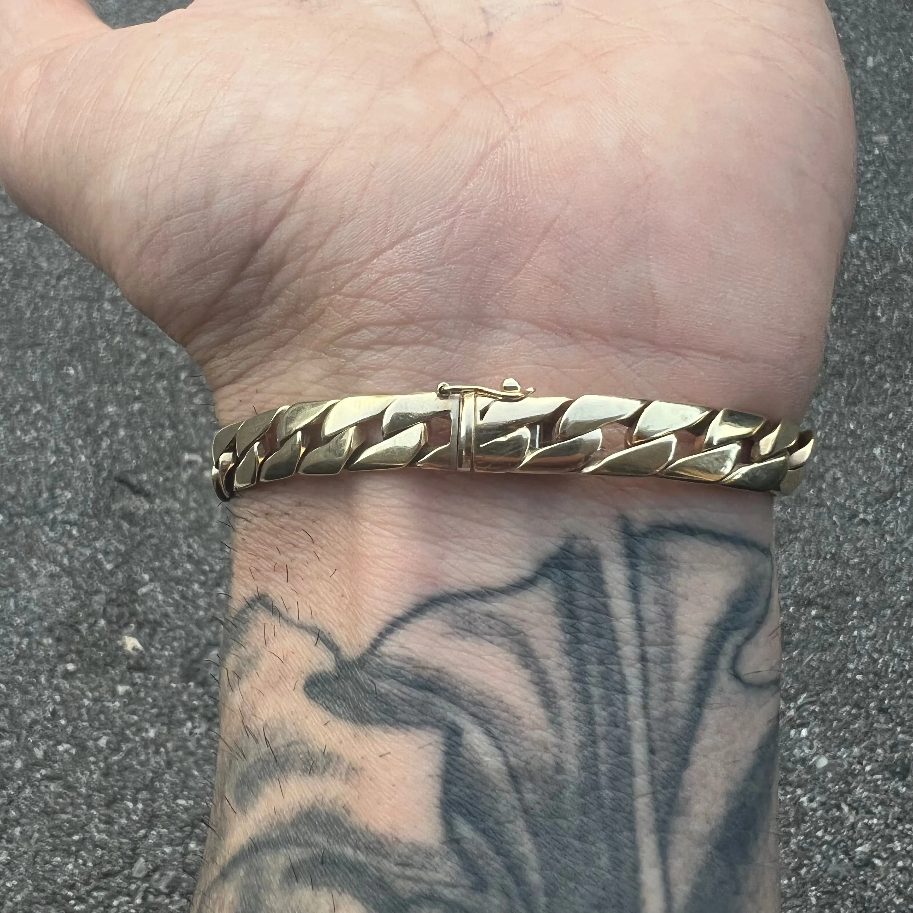 Vintage Solid 14k Sleek Cuban Link Bracelet