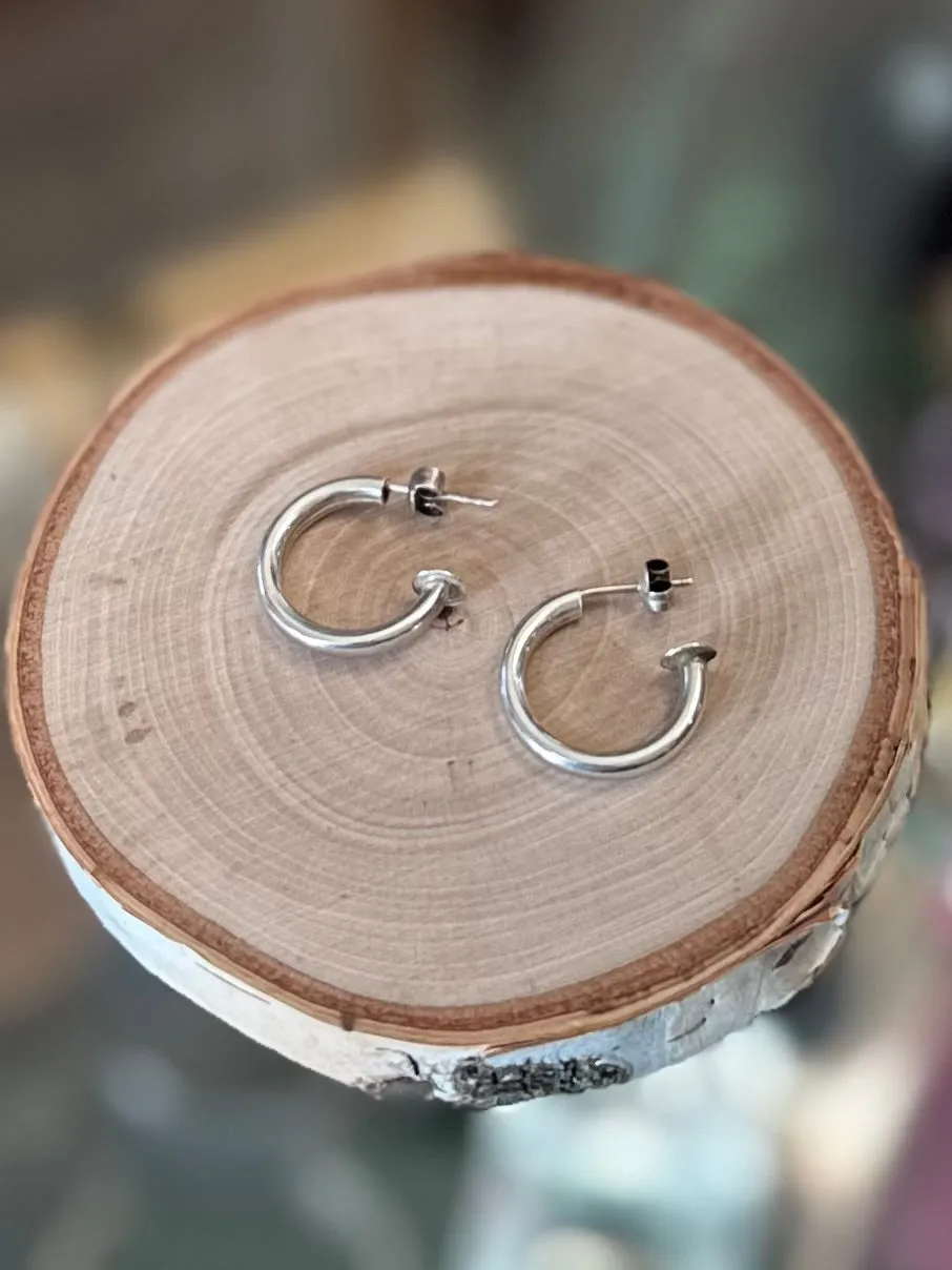 Vintage Sterling Silver 925 Open Hoop Earrings Silver Hoops Minimalist