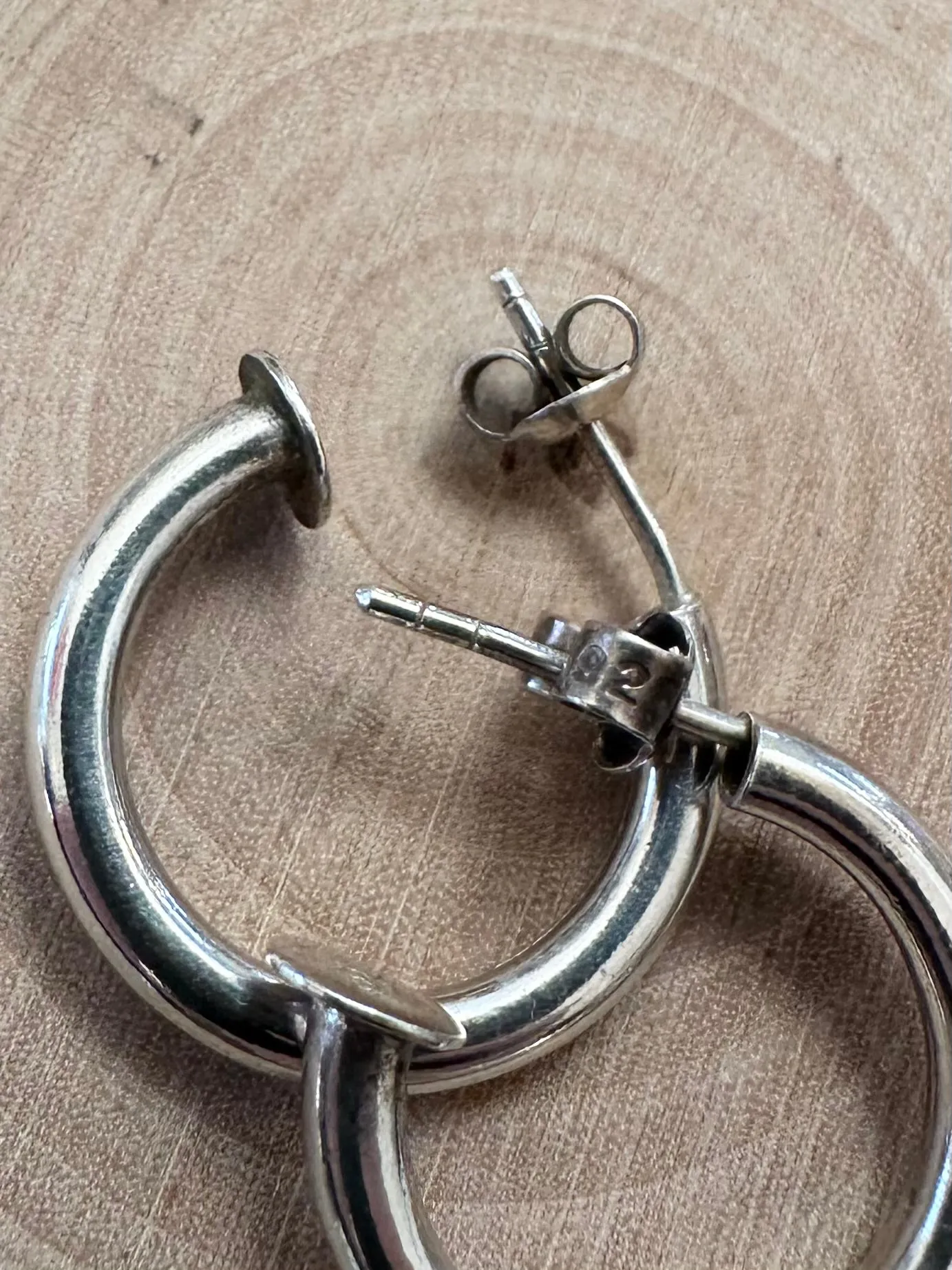 Vintage Sterling Silver 925 Open Hoop Earrings Silver Hoops Minimalist