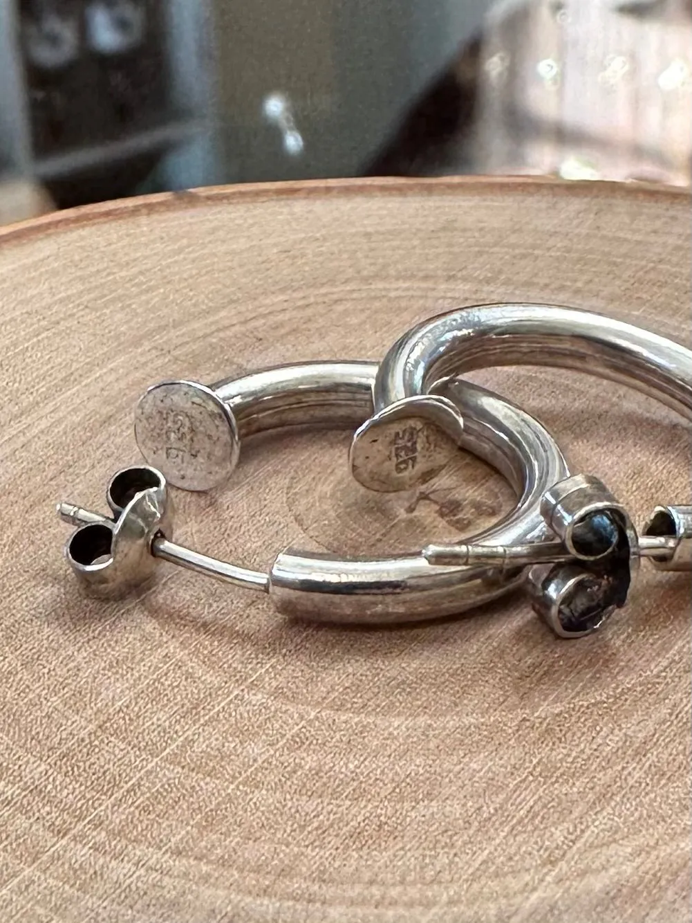 Vintage Sterling Silver 925 Open Hoop Earrings Silver Hoops Minimalist