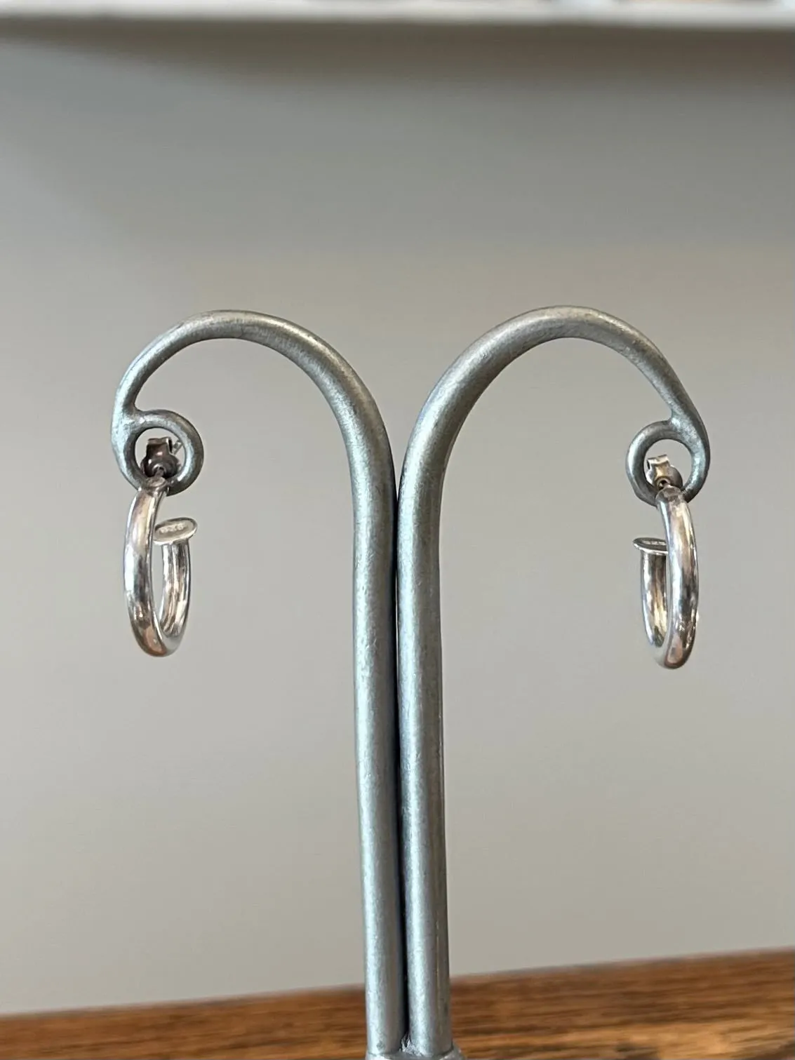 Vintage Sterling Silver 925 Open Hoop Earrings Silver Hoops Minimalist