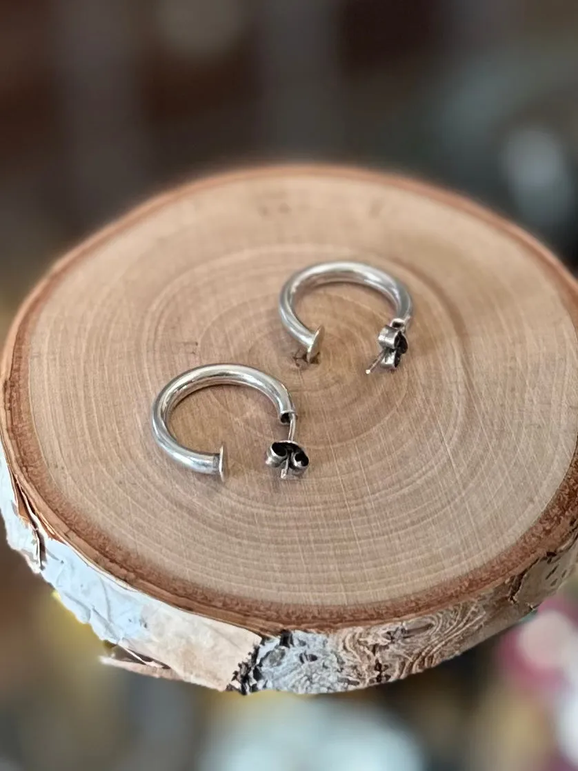 Vintage Sterling Silver 925 Open Hoop Earrings Silver Hoops Minimalist