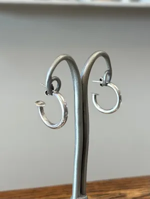 Vintage Sterling Silver 925 Open Hoop Earrings Silver Hoops Minimalist