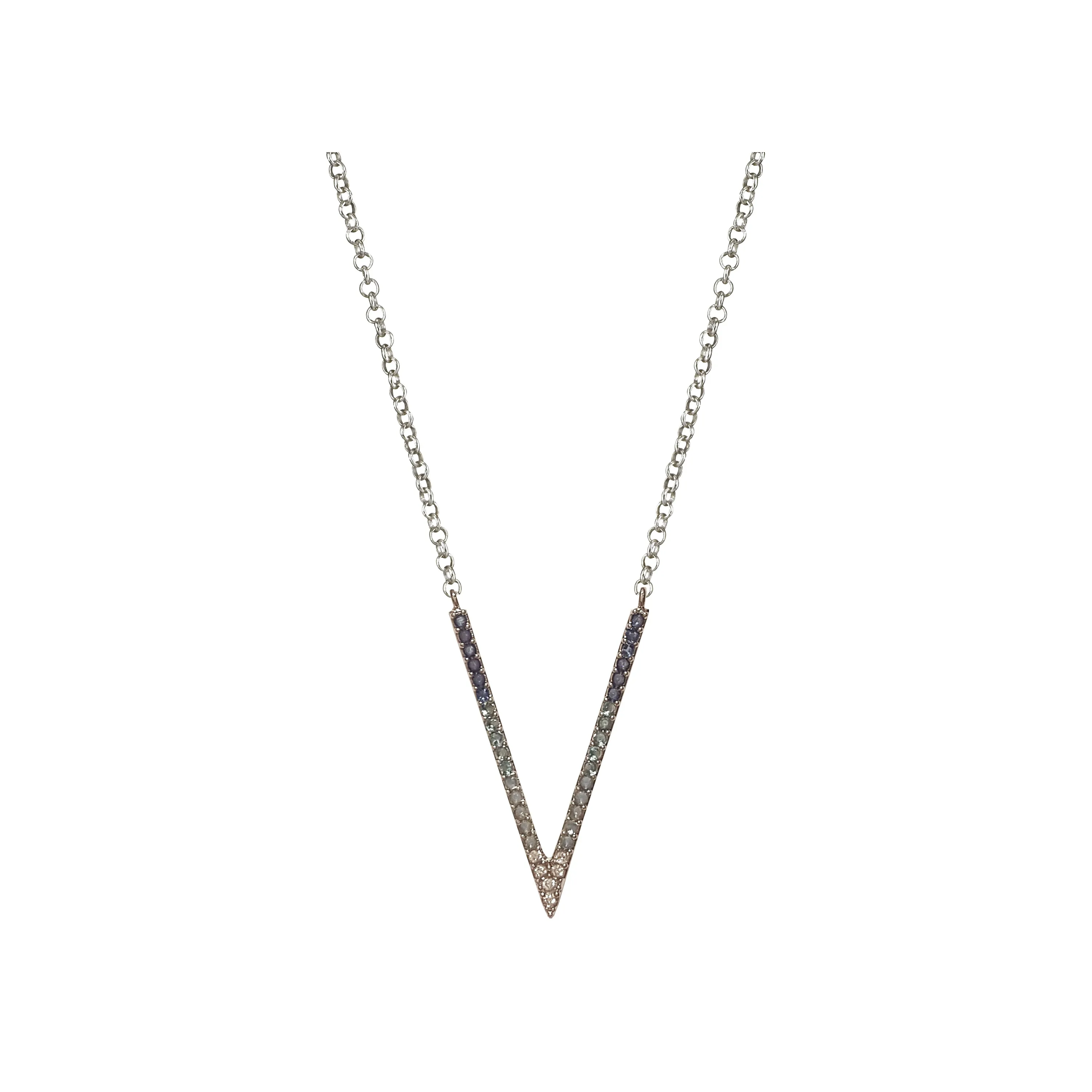Vita Silver Ombre V-Shaped Necklace