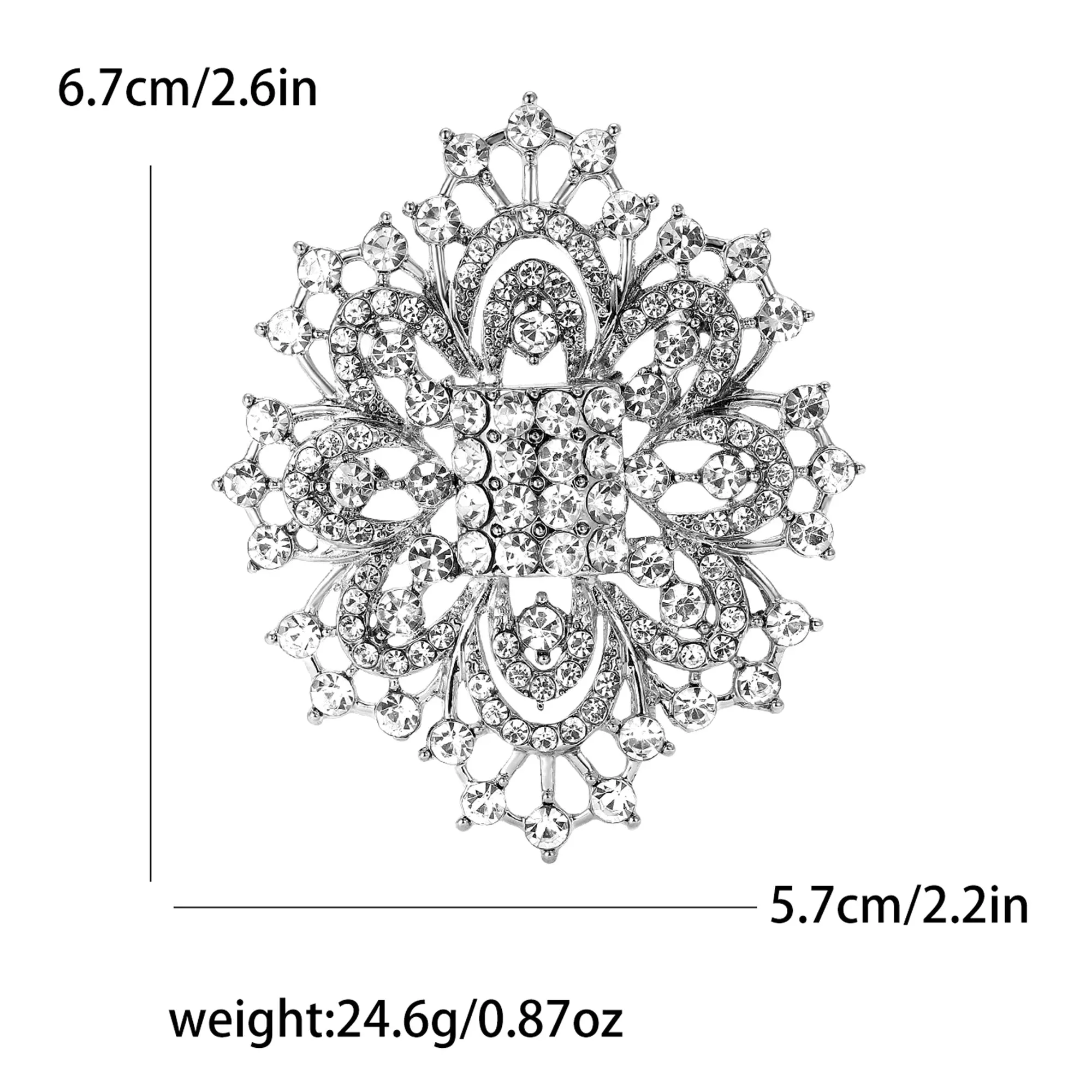 Wedding Bridal Rhinestone Flower Brooches for Women Elegant Flower Design Pins Office Party Friend Gifts Jewelry Accessories