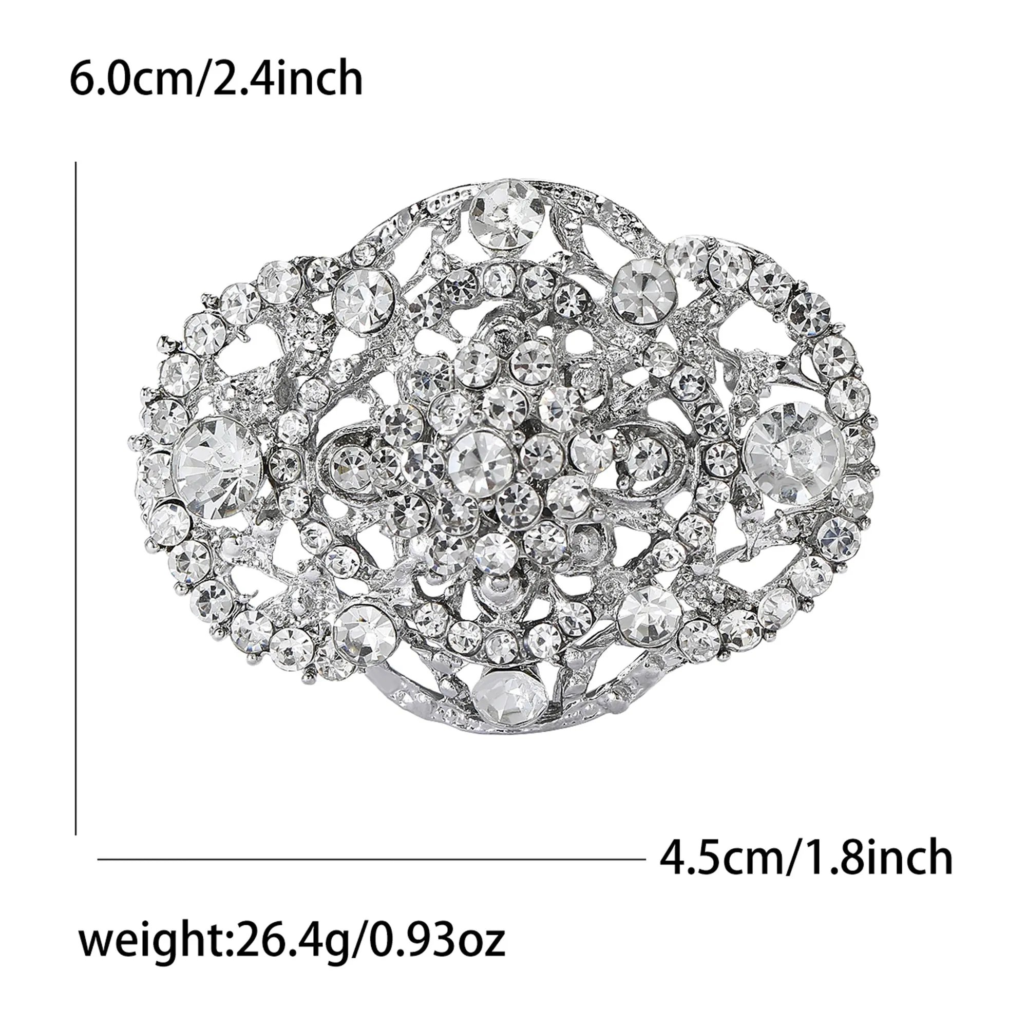 Wedding Bridal Rhinestone Flower Brooches for Women Elegant Flower Design Pins Office Party Friend Gifts Jewelry Accessories