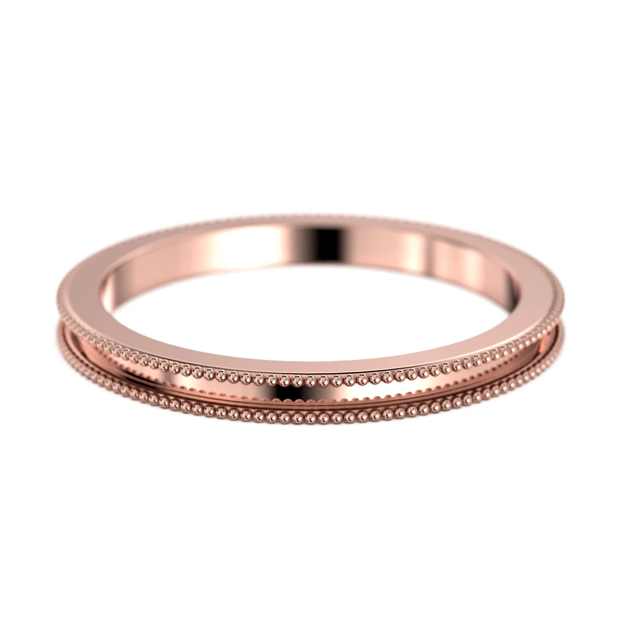 Wedding Ring 2mm Milgrain 10K/14K/18K Solid Gold Wedding Band