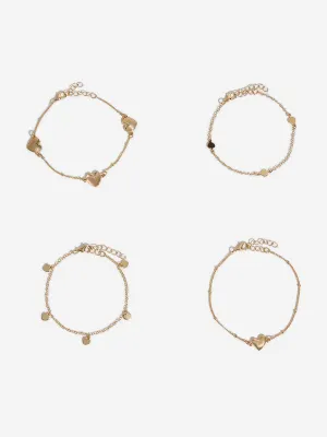 Westside Accessories Gold Heart Motif Bracelets - Pack of 4