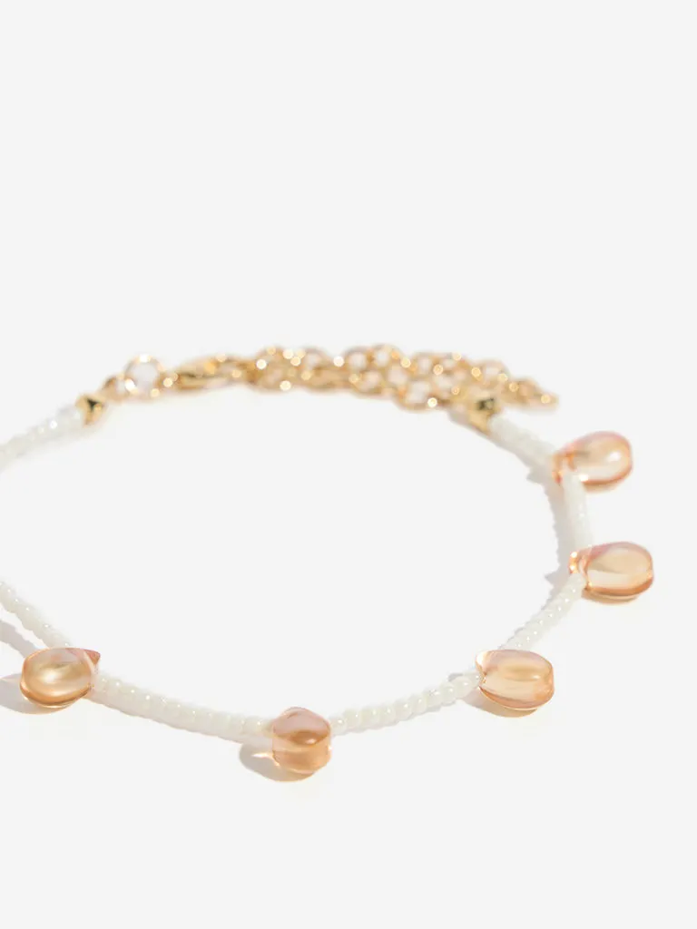 Westside Accessories Gold Peach Glass Gemstone Bracelets - Pack of 4