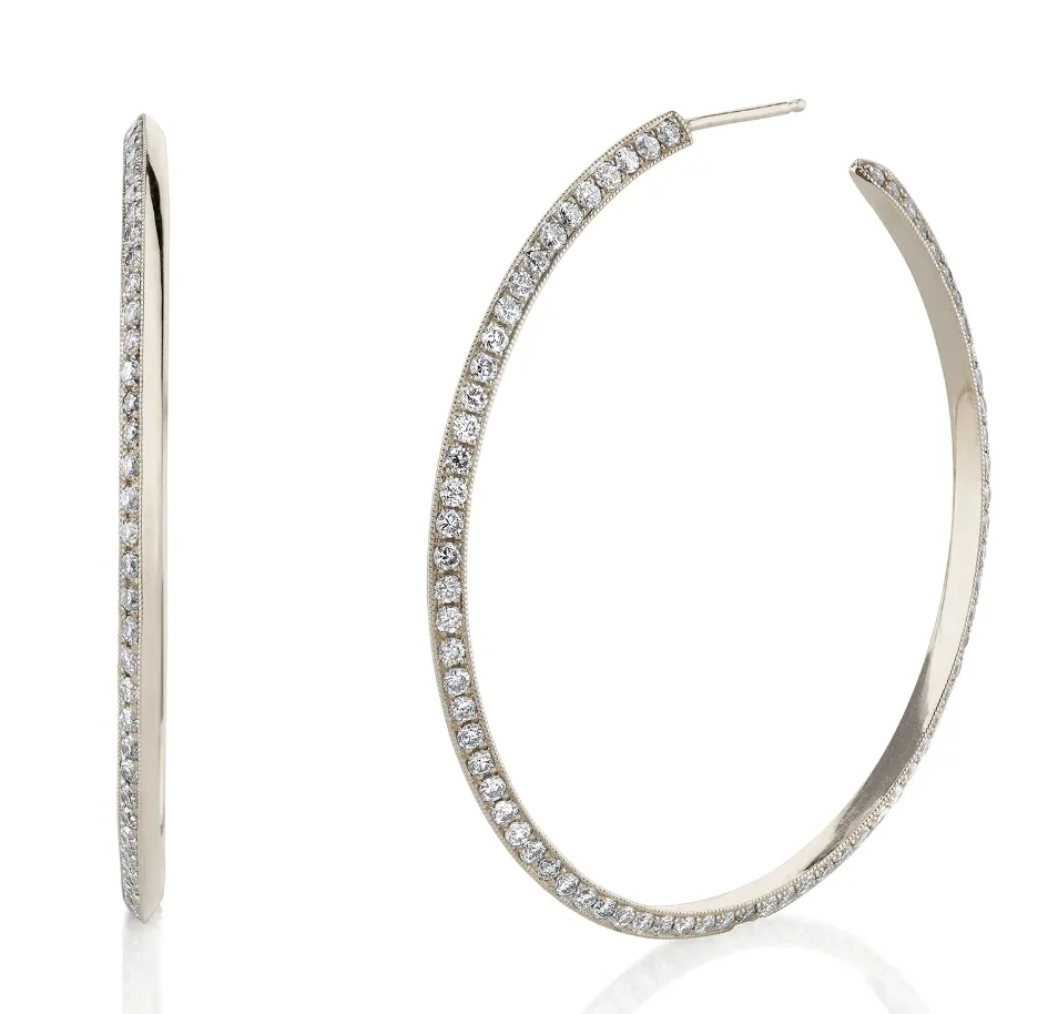 White Diamond Knife Edge Hoops