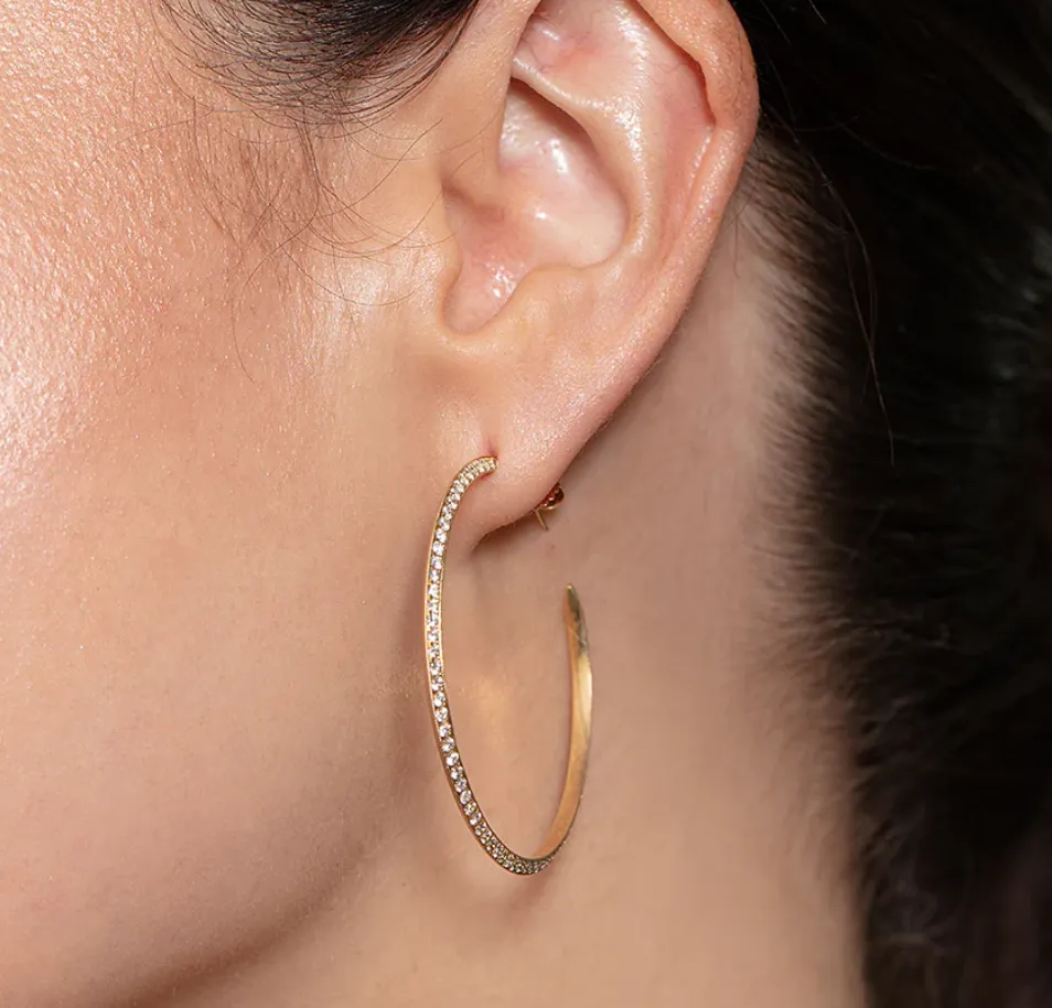 White Diamond Knife Edge Hoops