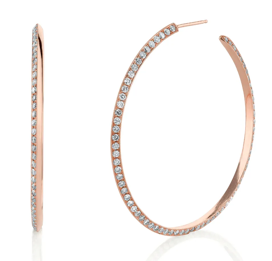 White Diamond Knife Edge Hoops