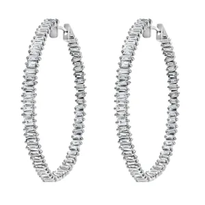 White Gold & Diamond Linear Luster Earrings