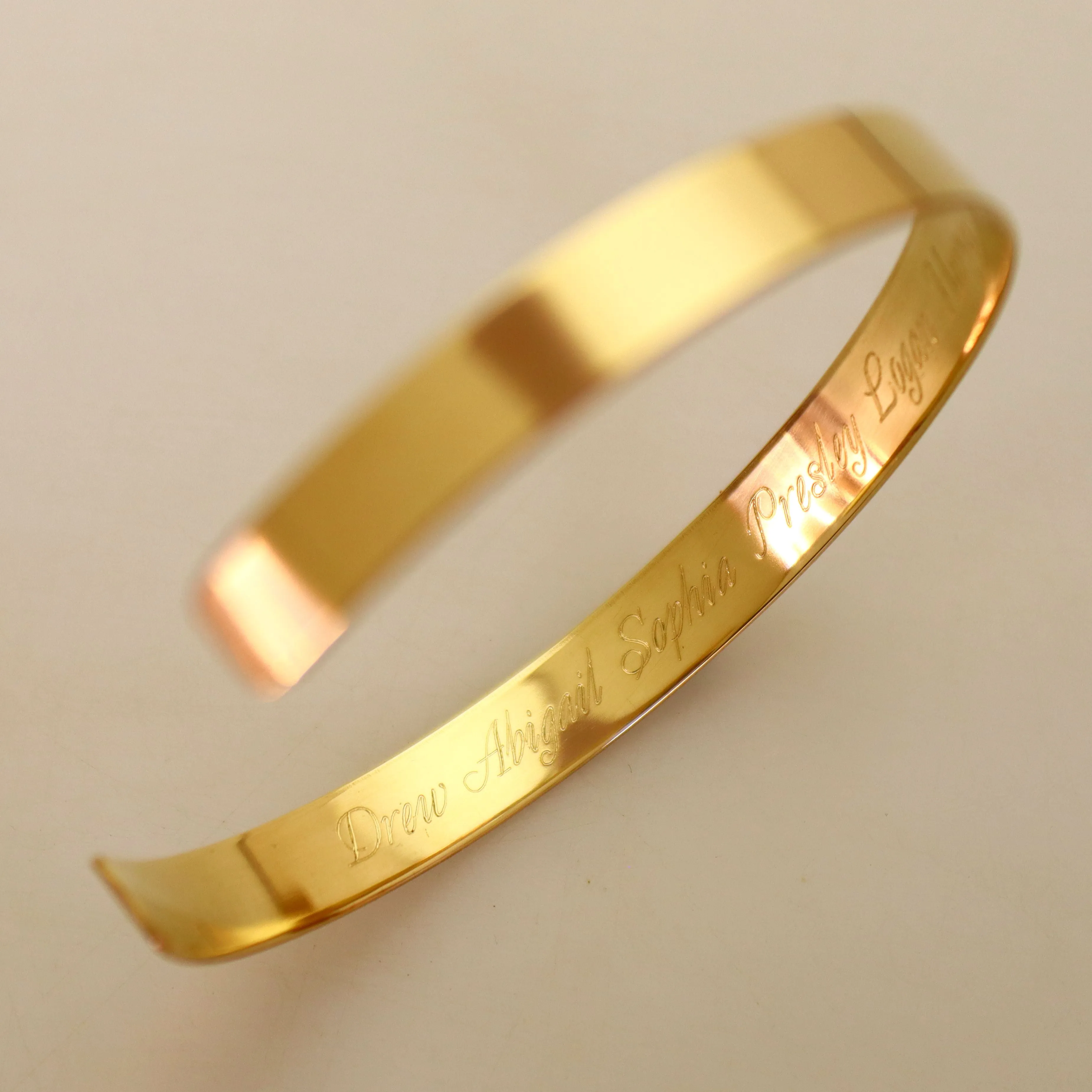 Women Flat Gold Filled Wide Cuff Bracelet - Personalized Bangle for her