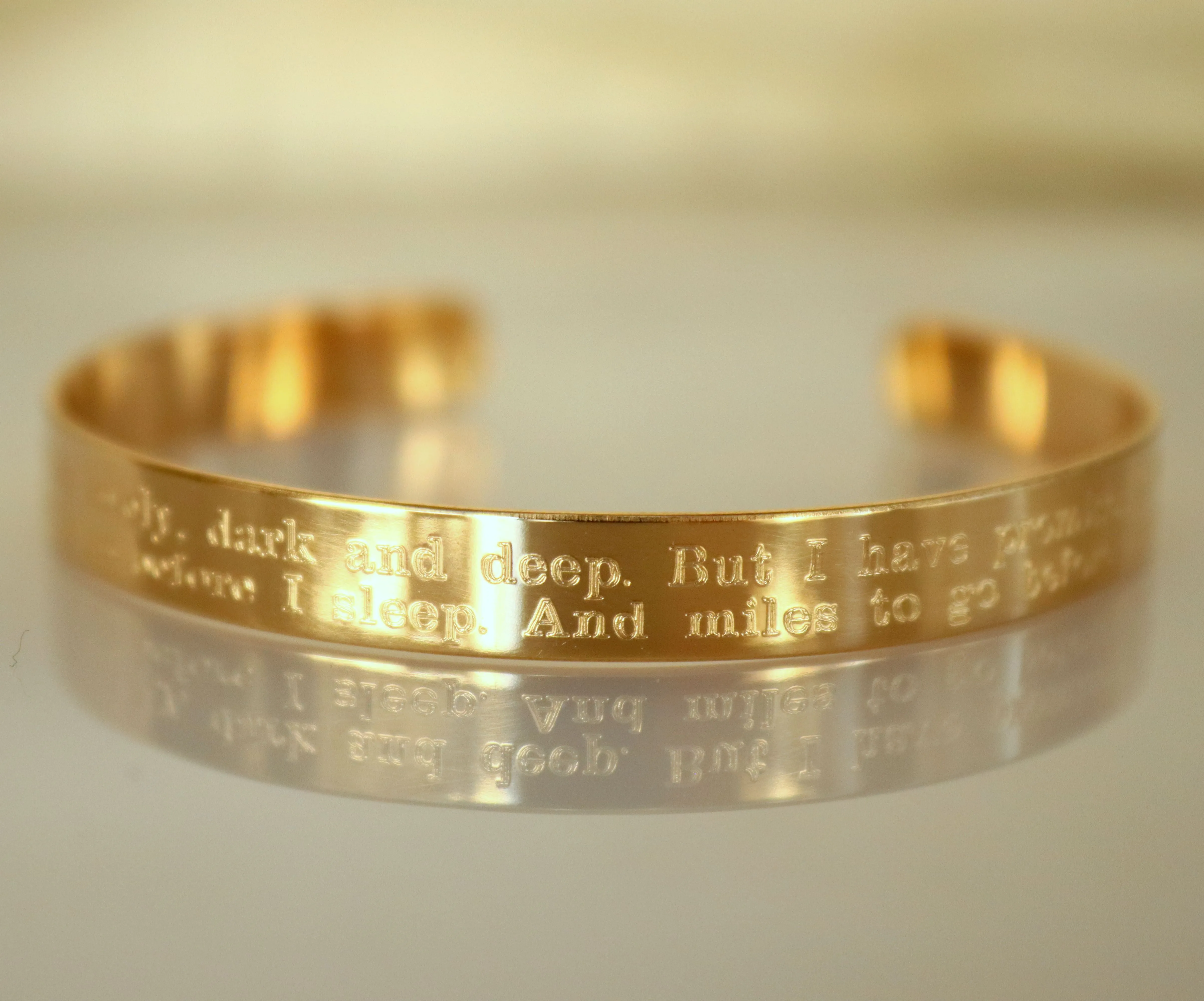 Women Flat Gold Filled Wide Cuff Bracelet - Personalized Bangle for her