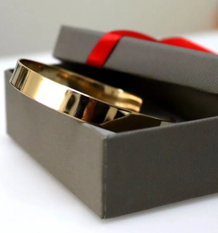 Women Flat Gold Filled Wide Cuff Bracelet - Personalized Bangle for her