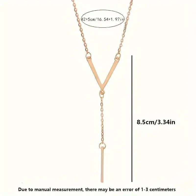 Women's Simple Long V-Shaped Pendant Necklace, 18K Plated Y-Shaped Necklace