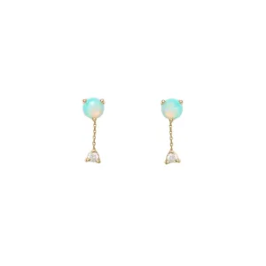 wwake / large two-step chain earrings - opal   diamond