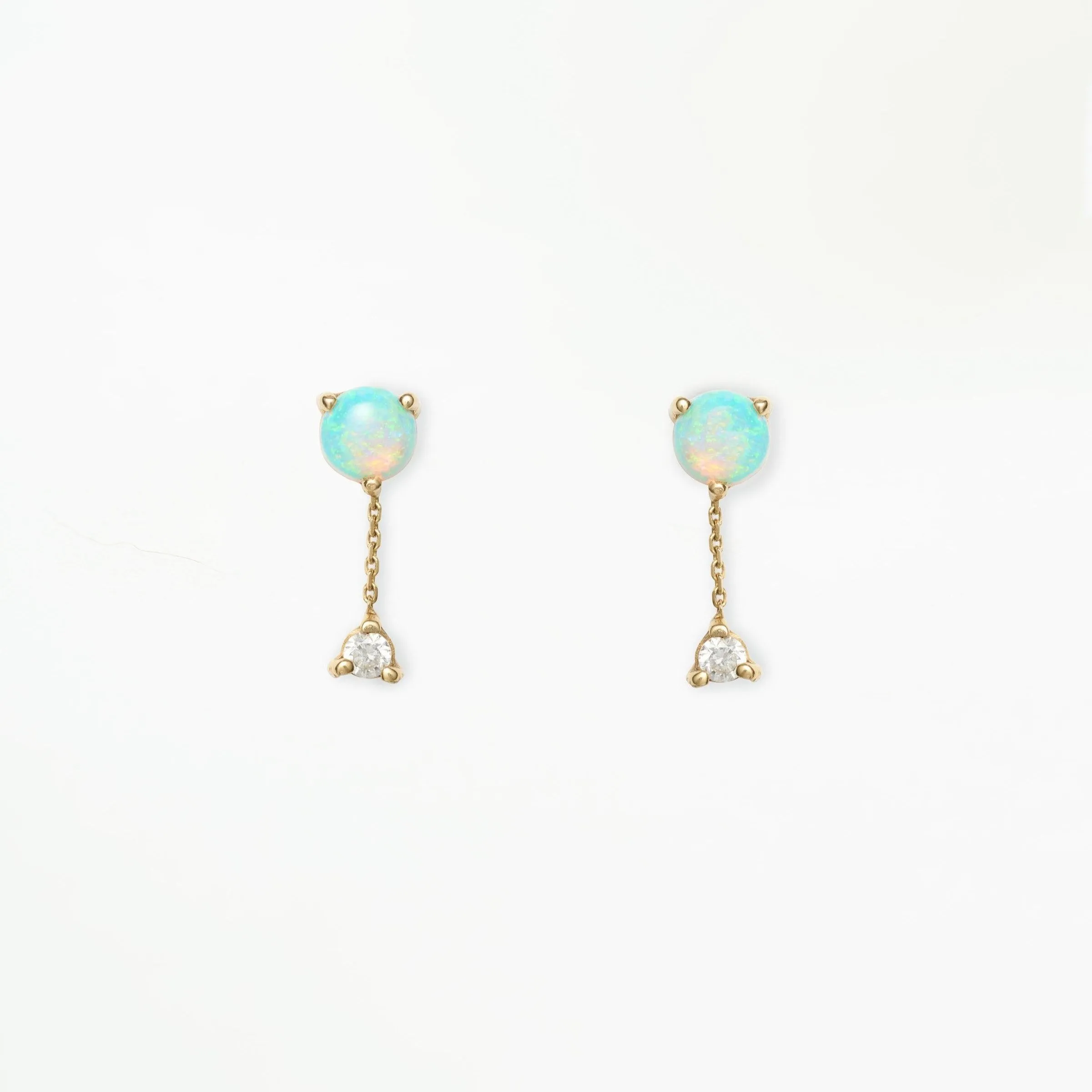 wwake / large two-step chain earrings - opal   diamond