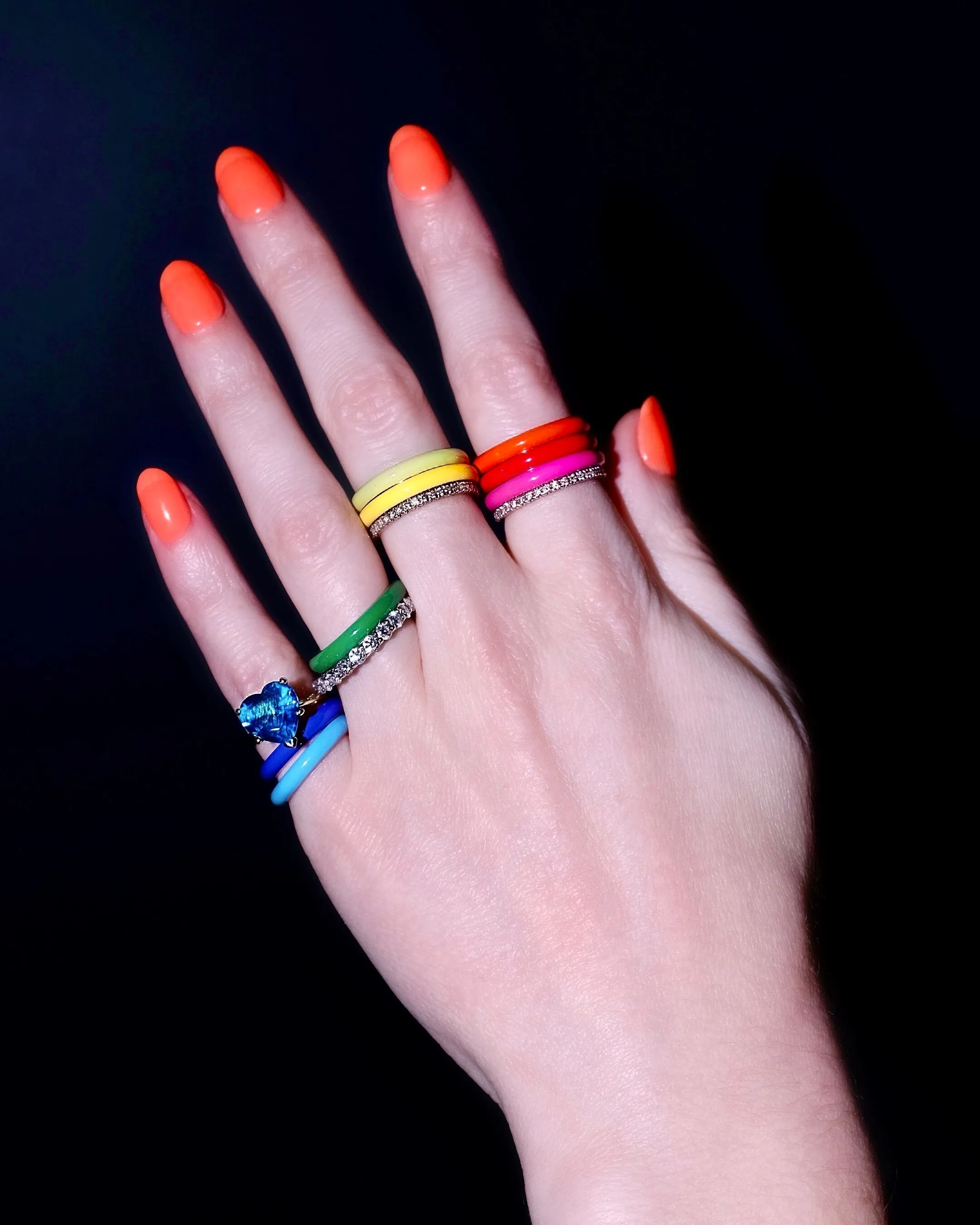 Yellow Unicorn Rainbow Enamel Stacking Ring