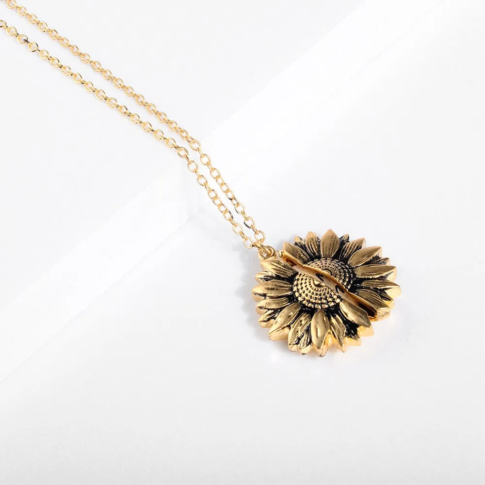 You Are My Sunshine Sunflower Necklace