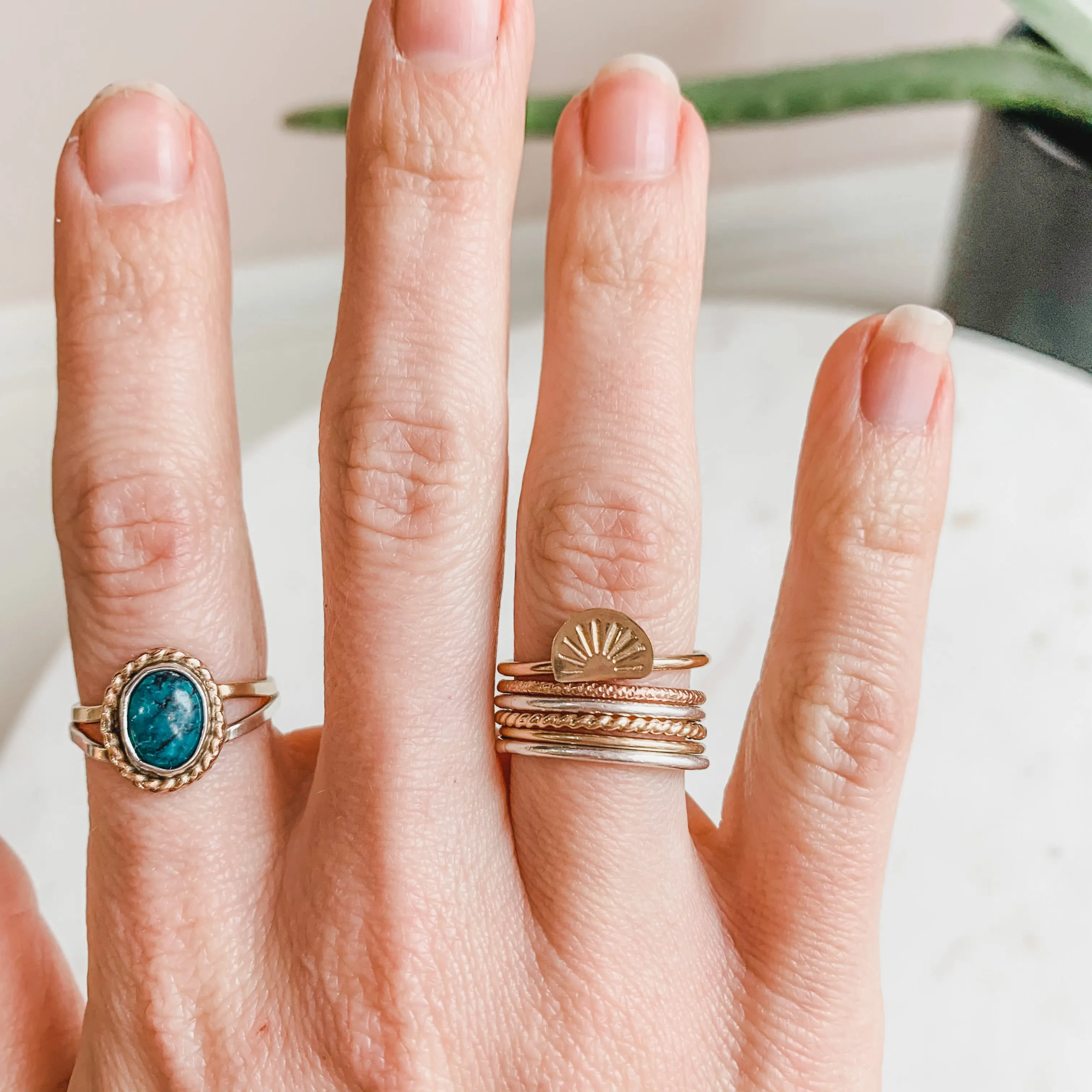 You Are the Sun Stacking Ring Gold